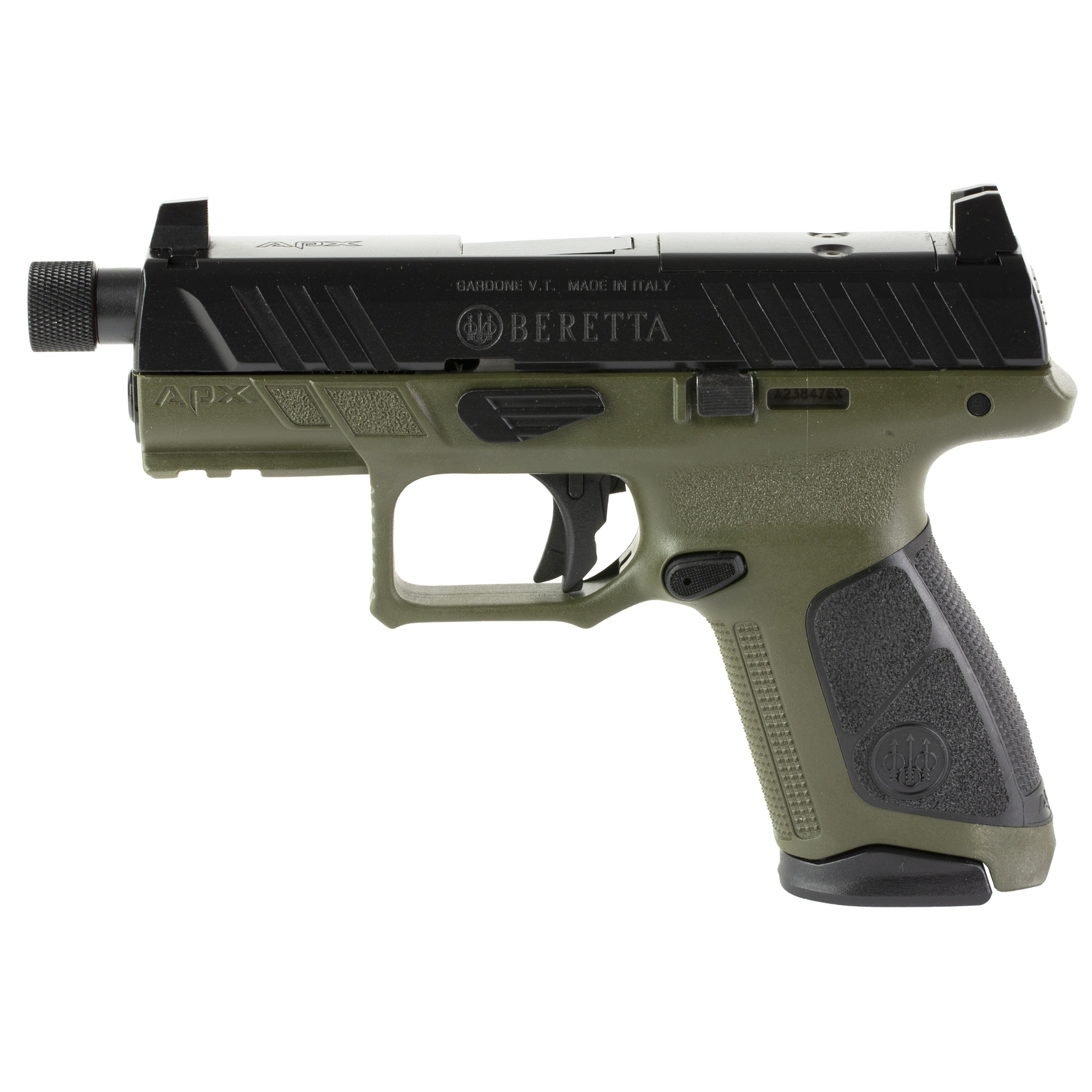 Beretta APX A1 Tactical Striker Fired 4.2″ 9mm 15rd Suppressor Sights – Black, Green