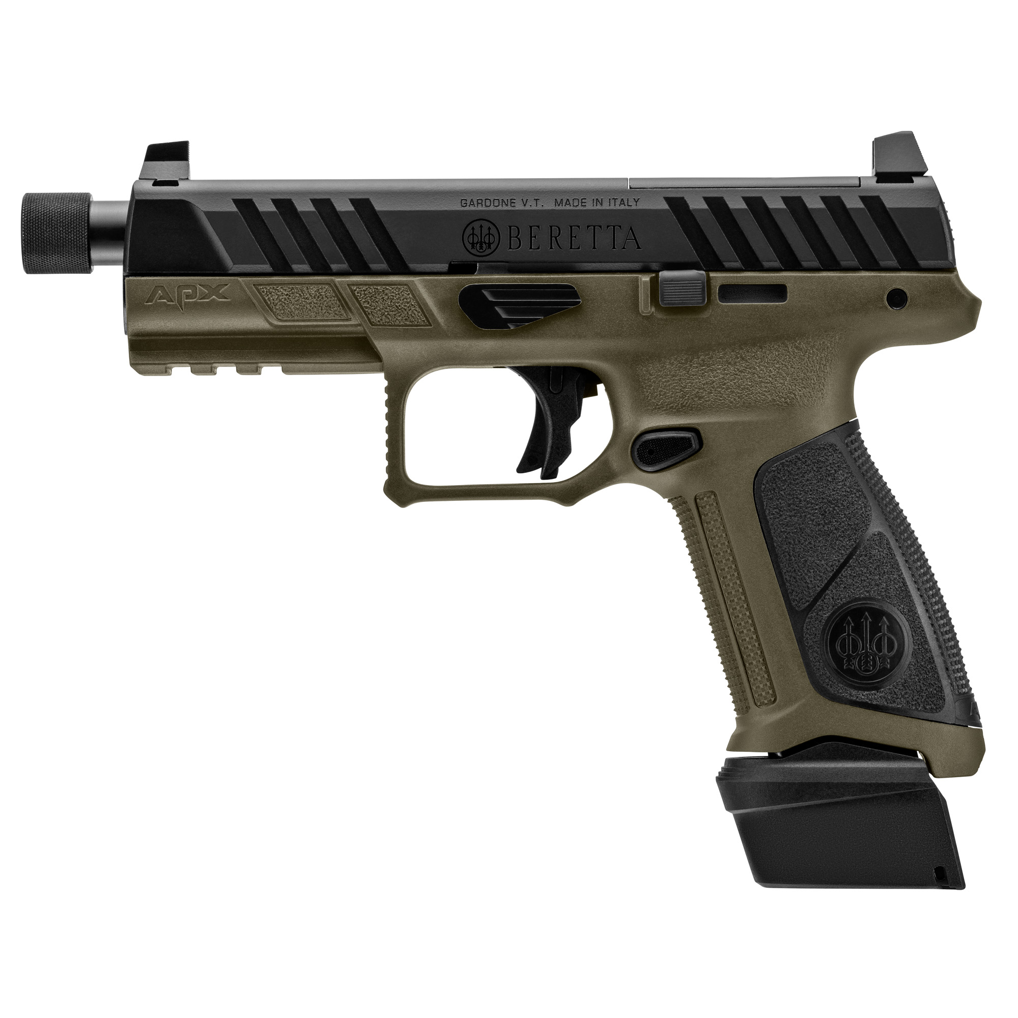 Beretta APX A1 Tactical Striker Fired 4.8″ 9mm 21rd Suppressor Sights – Black, Green