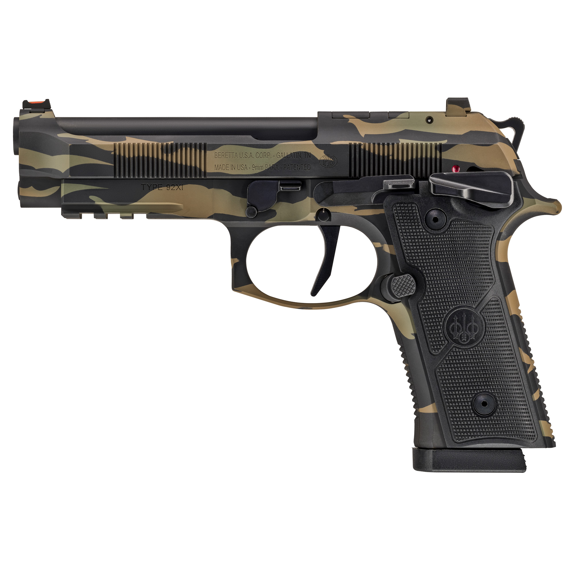 Beretta 92XI Combat Single Action Only 4.7″ 9mm 10rd Fiber Optic – Camo