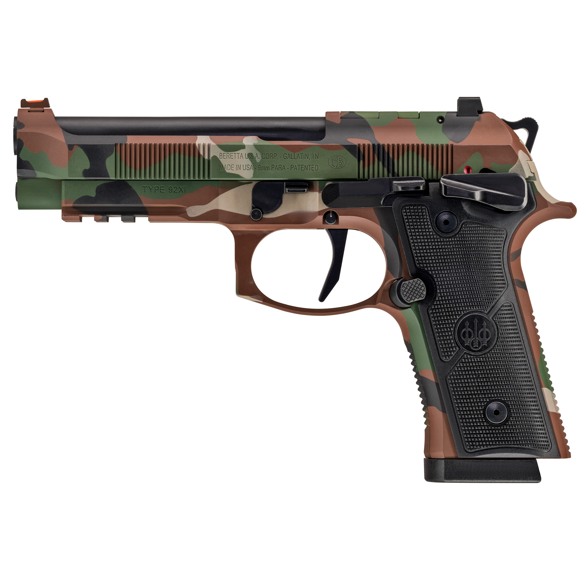 Beretta 92XI Combat Single Action Only 4.7″ 9mm 10rd Fiber Optic – Camo