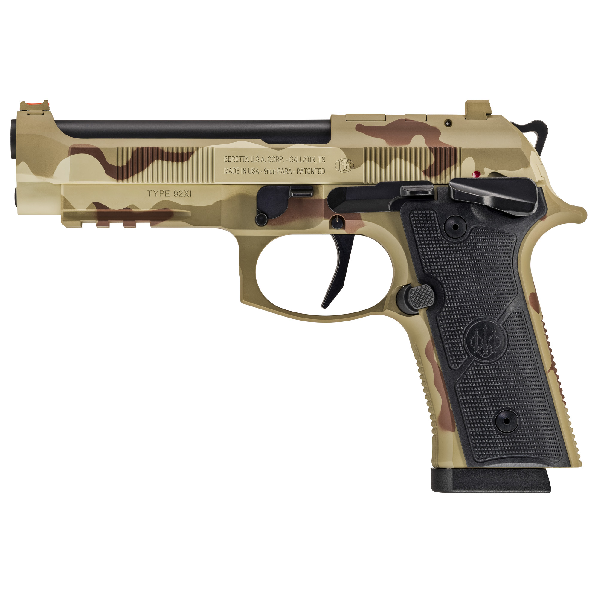 Beretta 92XI Combat Single Action Only 4.7″ 9mm 10rd Fiber Optic – Camo