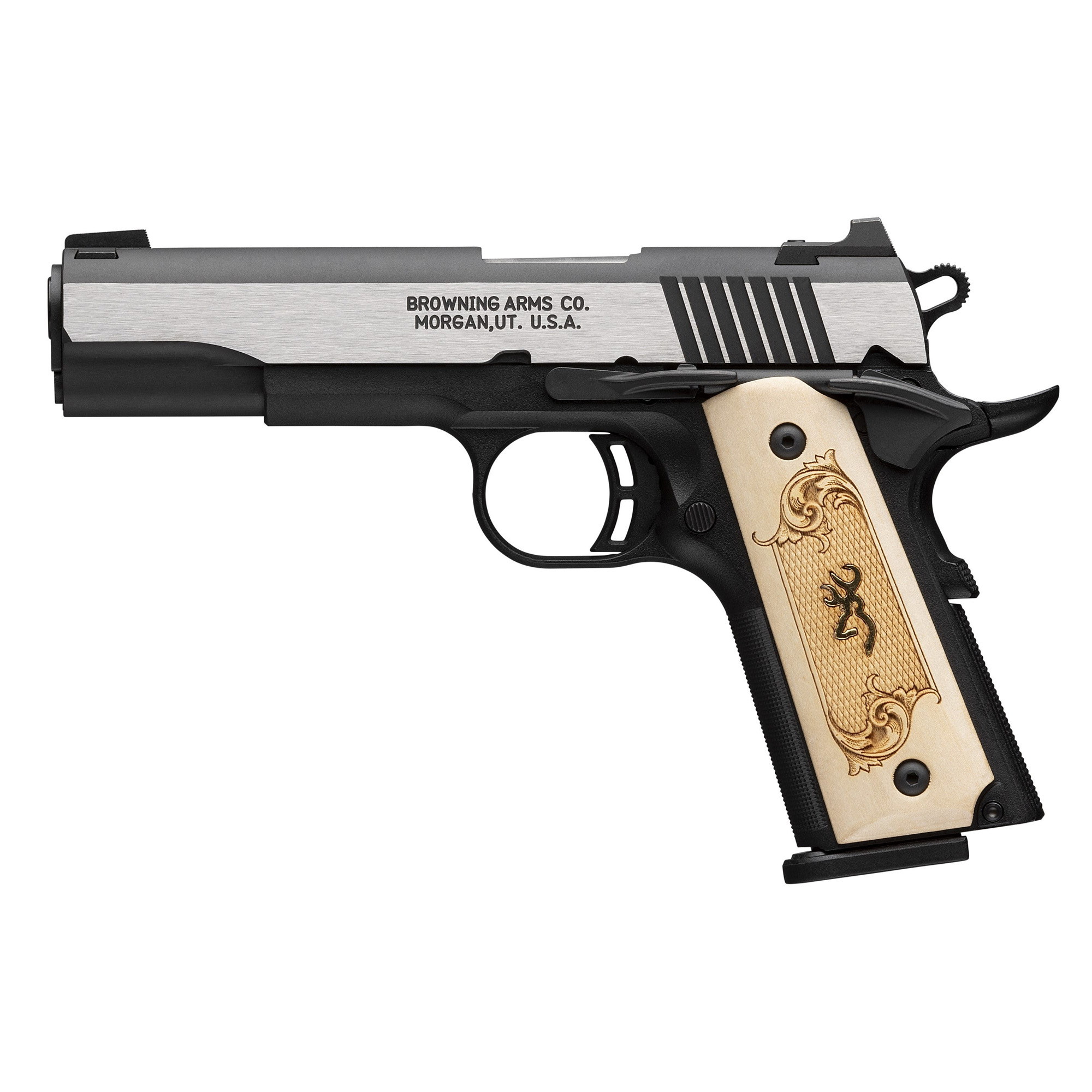 Browning Black Label 1911 4.25″ 380 ACP 10rd 3 Dot – Silver, Black