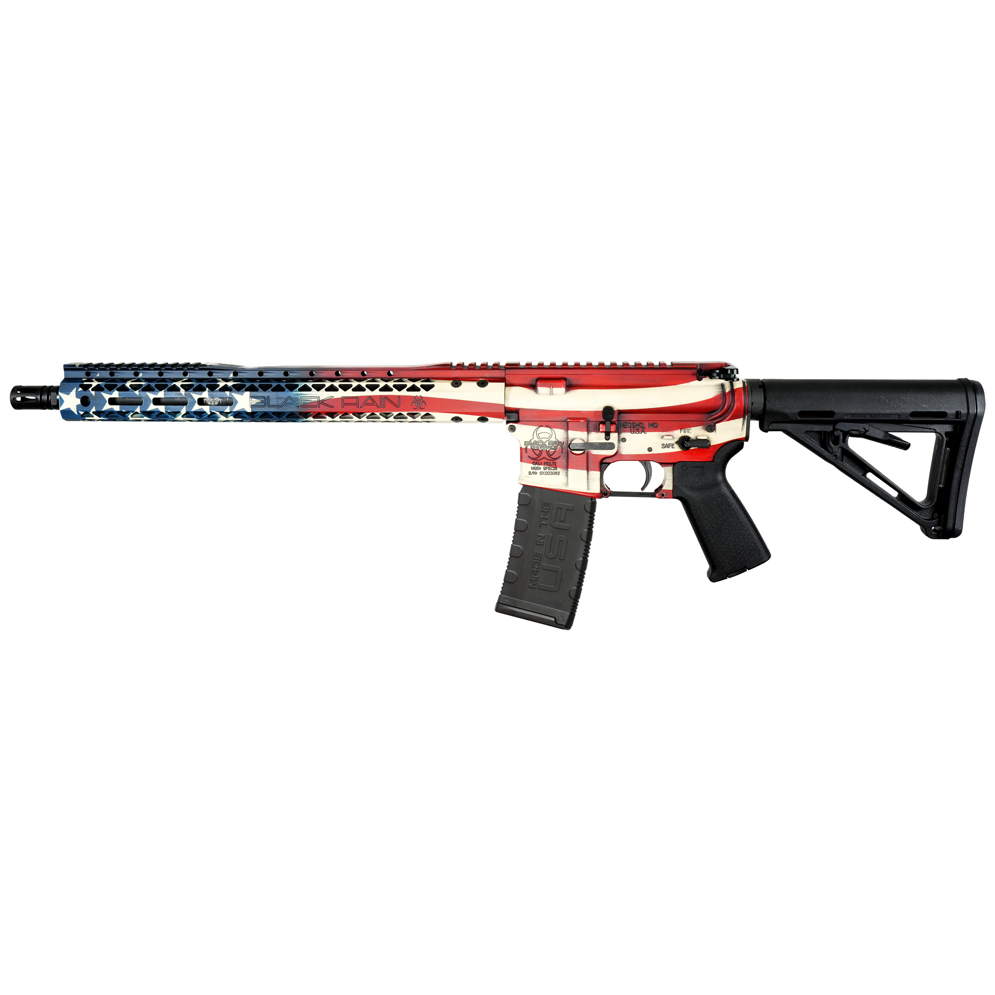 Black Rain Ordnance Spec+ AR 16″ 5.56 NATO 30rd – Red, White, Blue