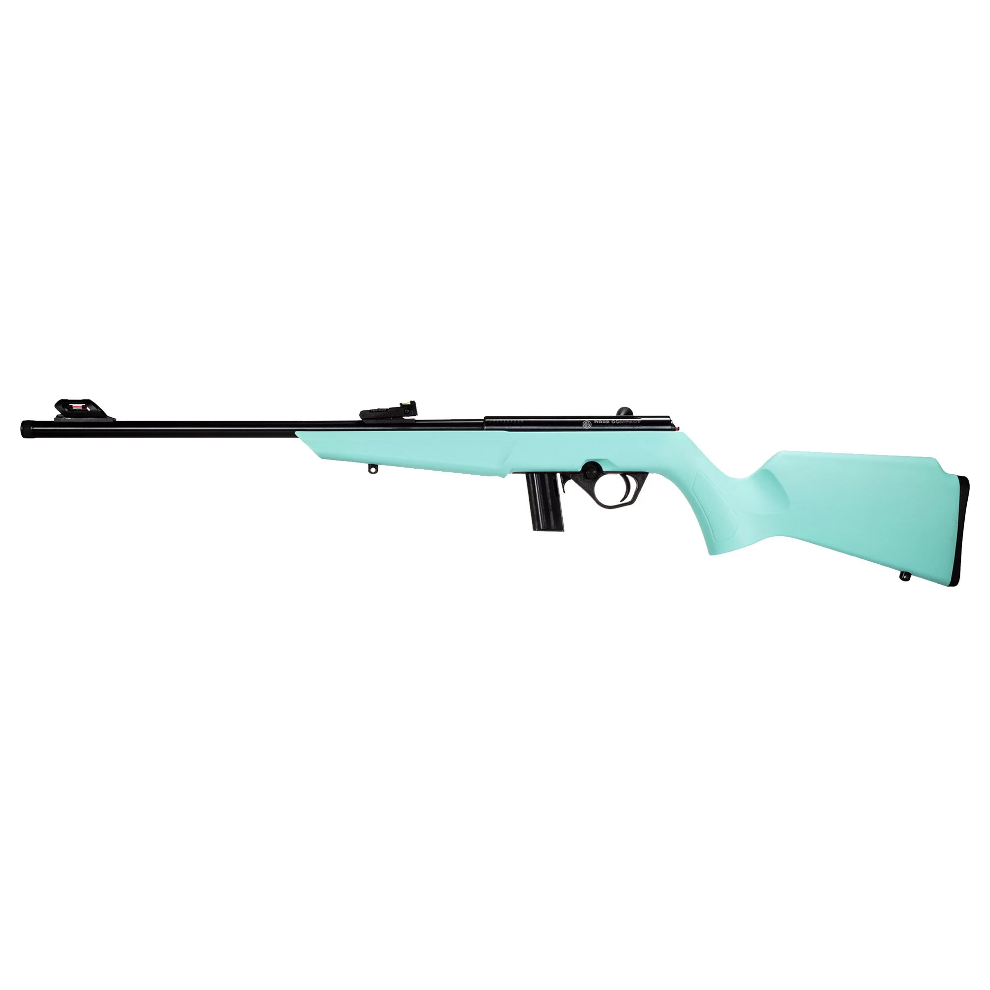 Rossi RB22 Compact 16″ 22 LR 10rd Adjustable Fiber Optic – Black, Cyan