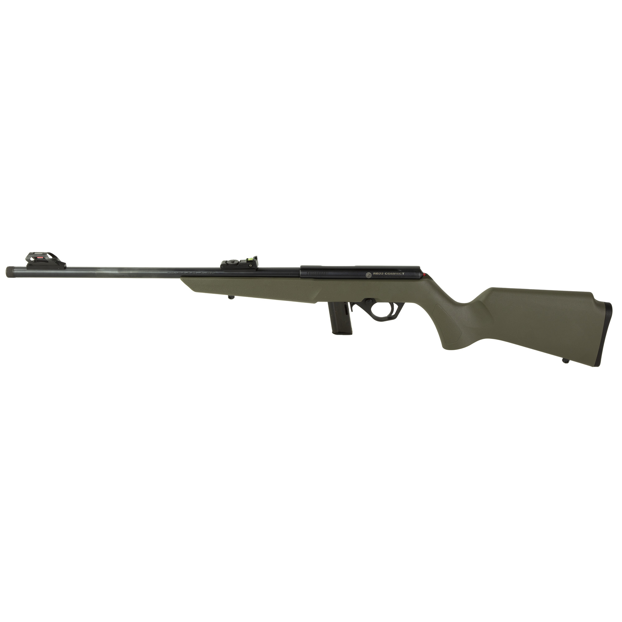 Rossi RB22 Compact 16″ 22 LR 10rd Adjustable Fiber Optic – Black, Olive Drab Green