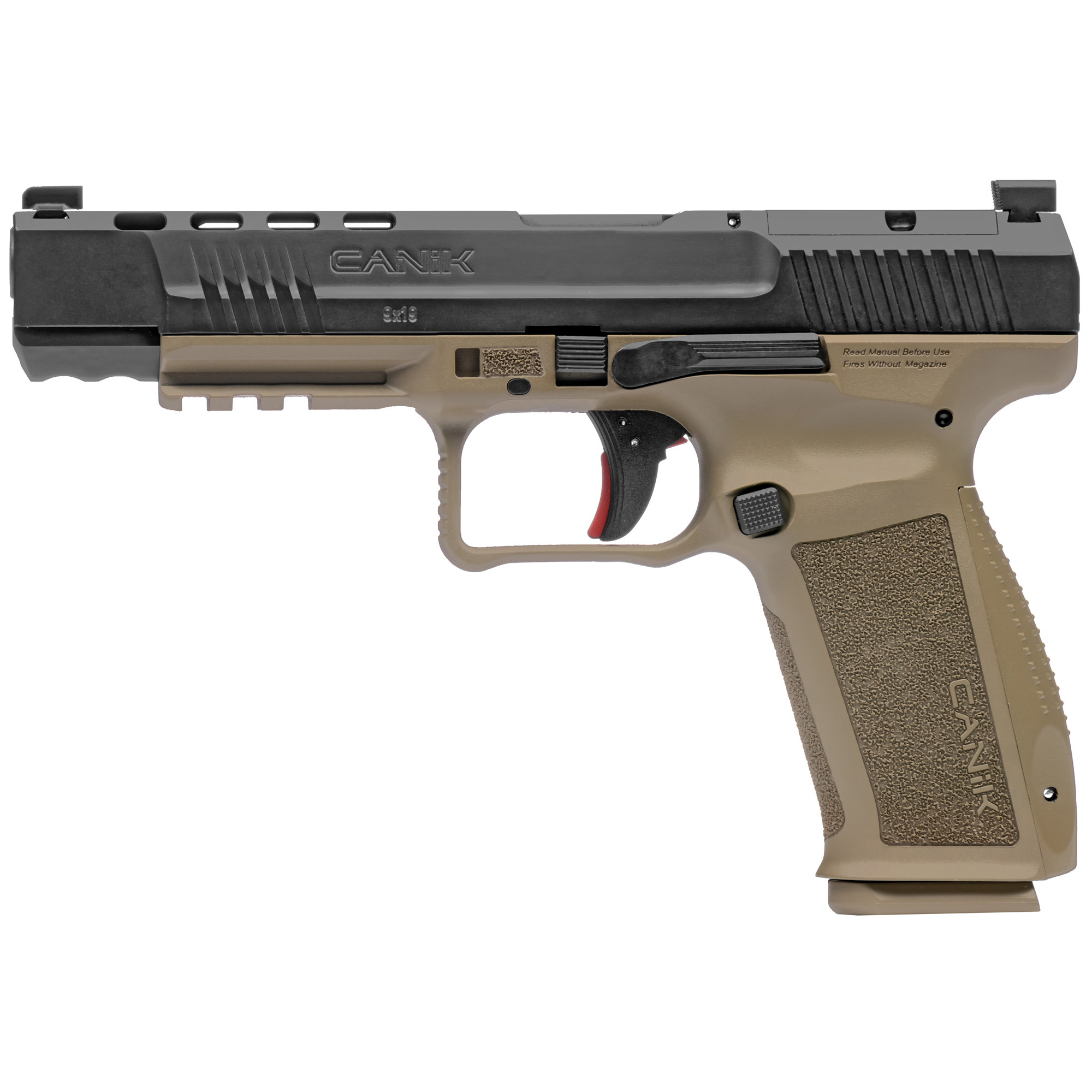 Canik TP9 METE SFx Striker Fired 5.2″ 9mm 20rd 3 Dot – Tan, Black