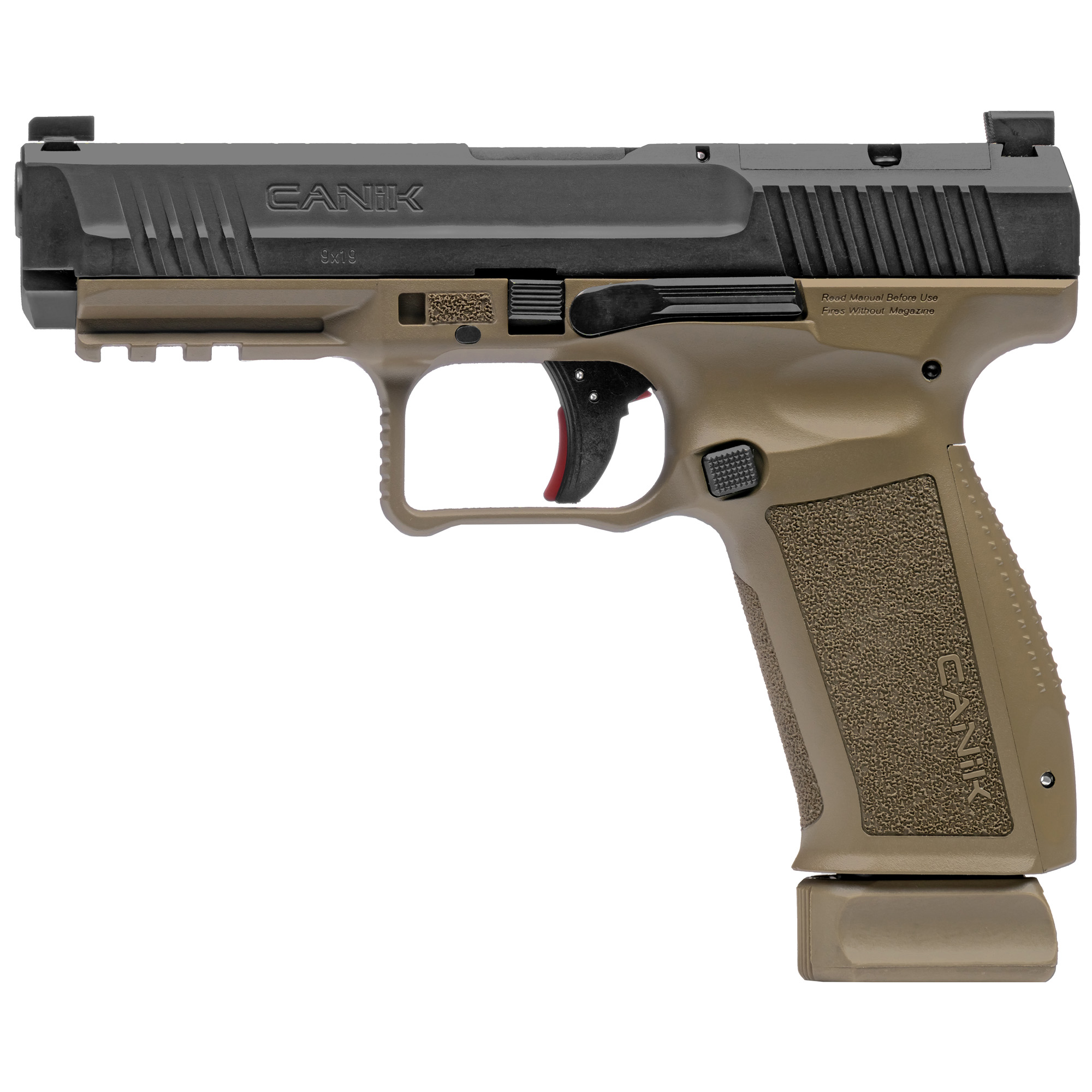 Canik TP9 METE SFT Striker Fired 4.46″ 9mm 20rd 3 Dot – Tan, Black