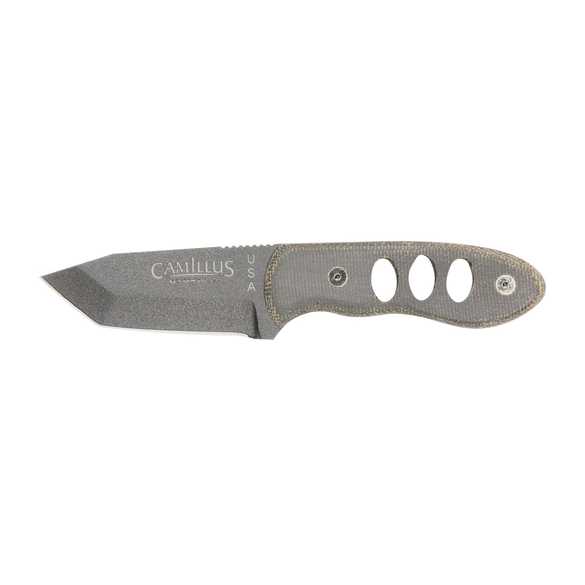 Camillus Choker Micarta 1095 Carbon Steel Fixed Blade Knife 2.5″ – Black