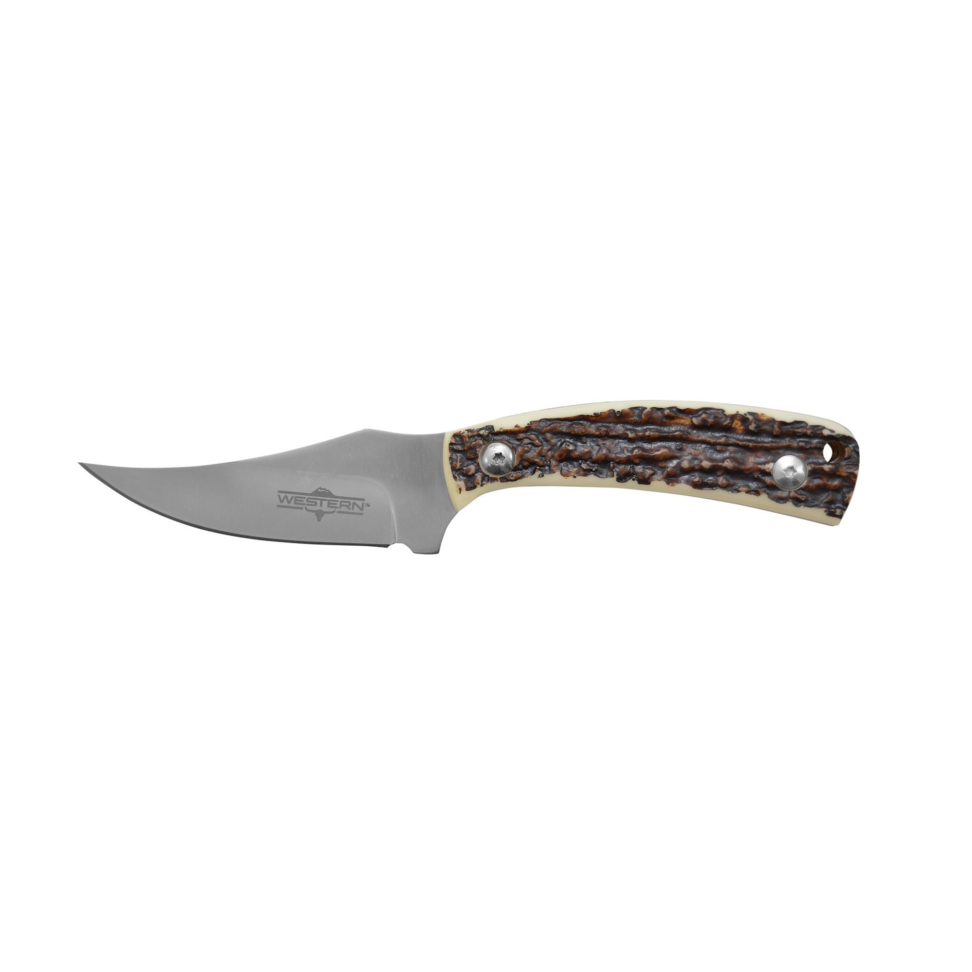 Camillus Western Crosstrail Faux Stag 420 Stainless Steel Fixed Blade Knife 3.25″ – Silver