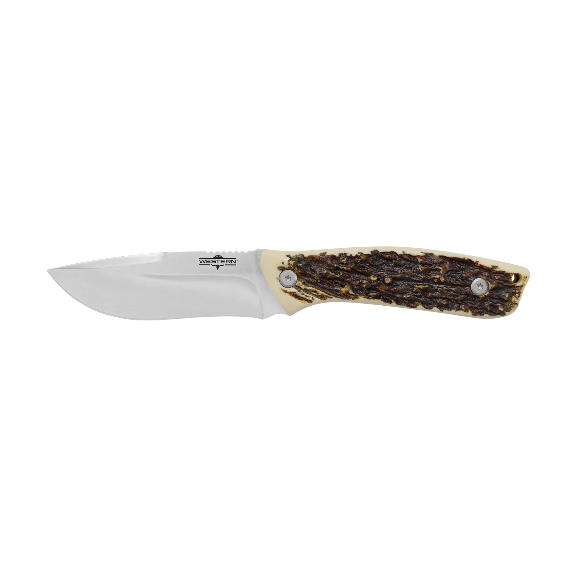 Camillus Western Crosstrail Faux Stag 420 Stainless Steel Fixed Blade Knife 4.25″ – Silver