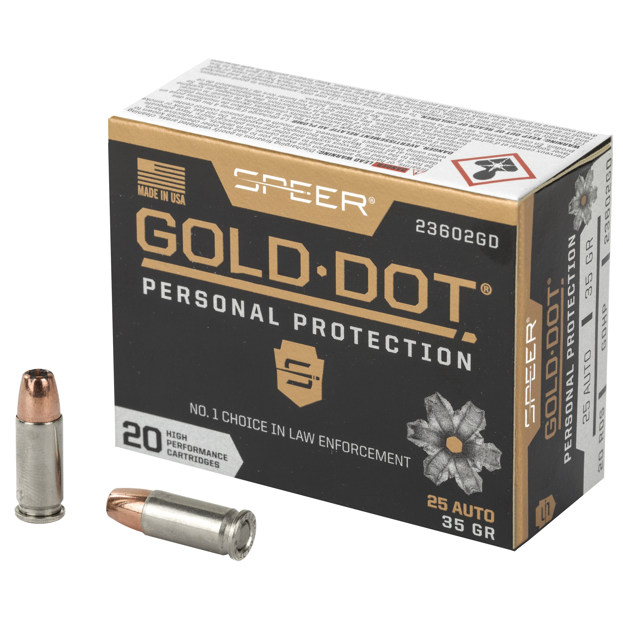 Speer Gold Dot 25 ACP 35gr Hollow Point – 20rd