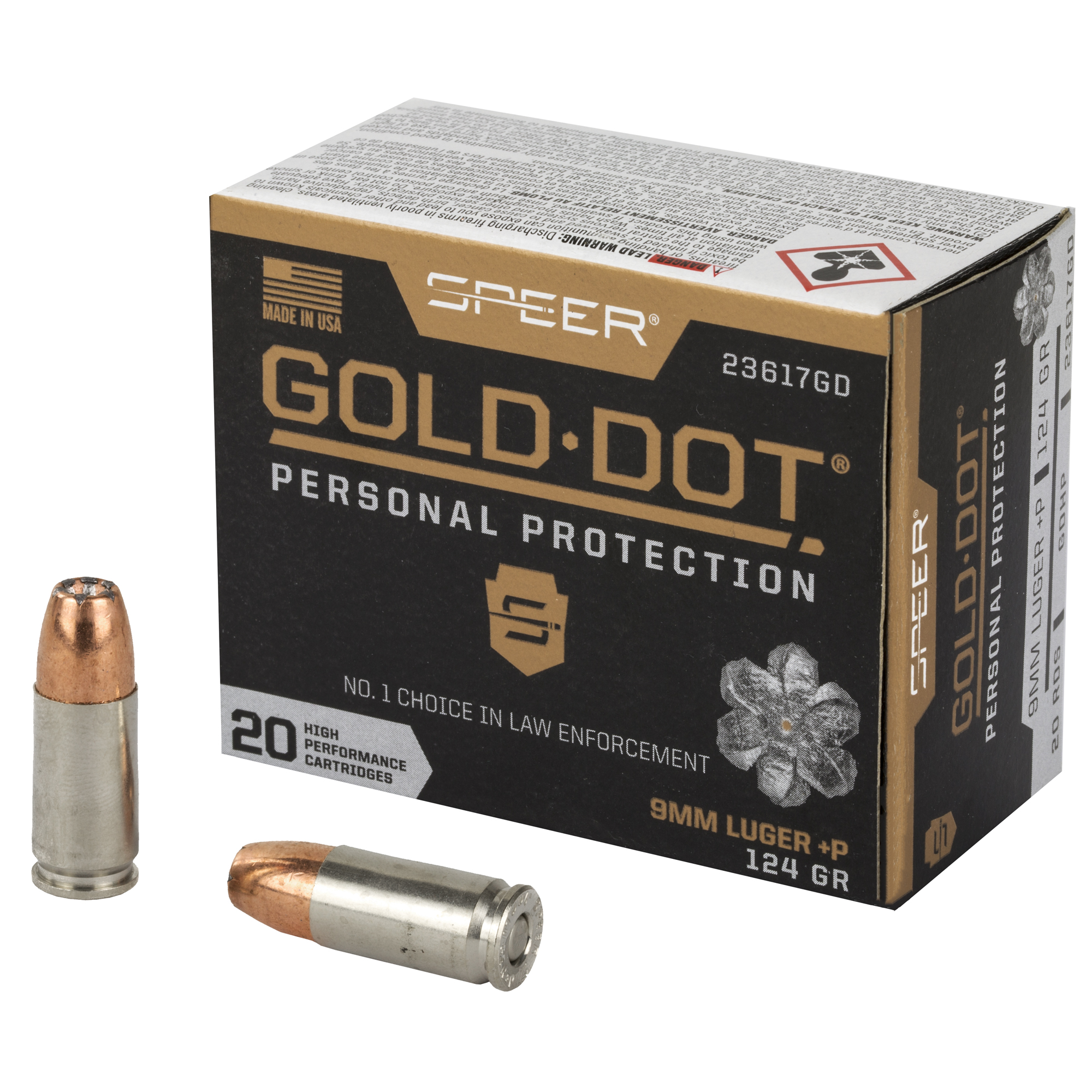 Speer Gold Dot 9mm +P 124gr Hollow Point – 20rd