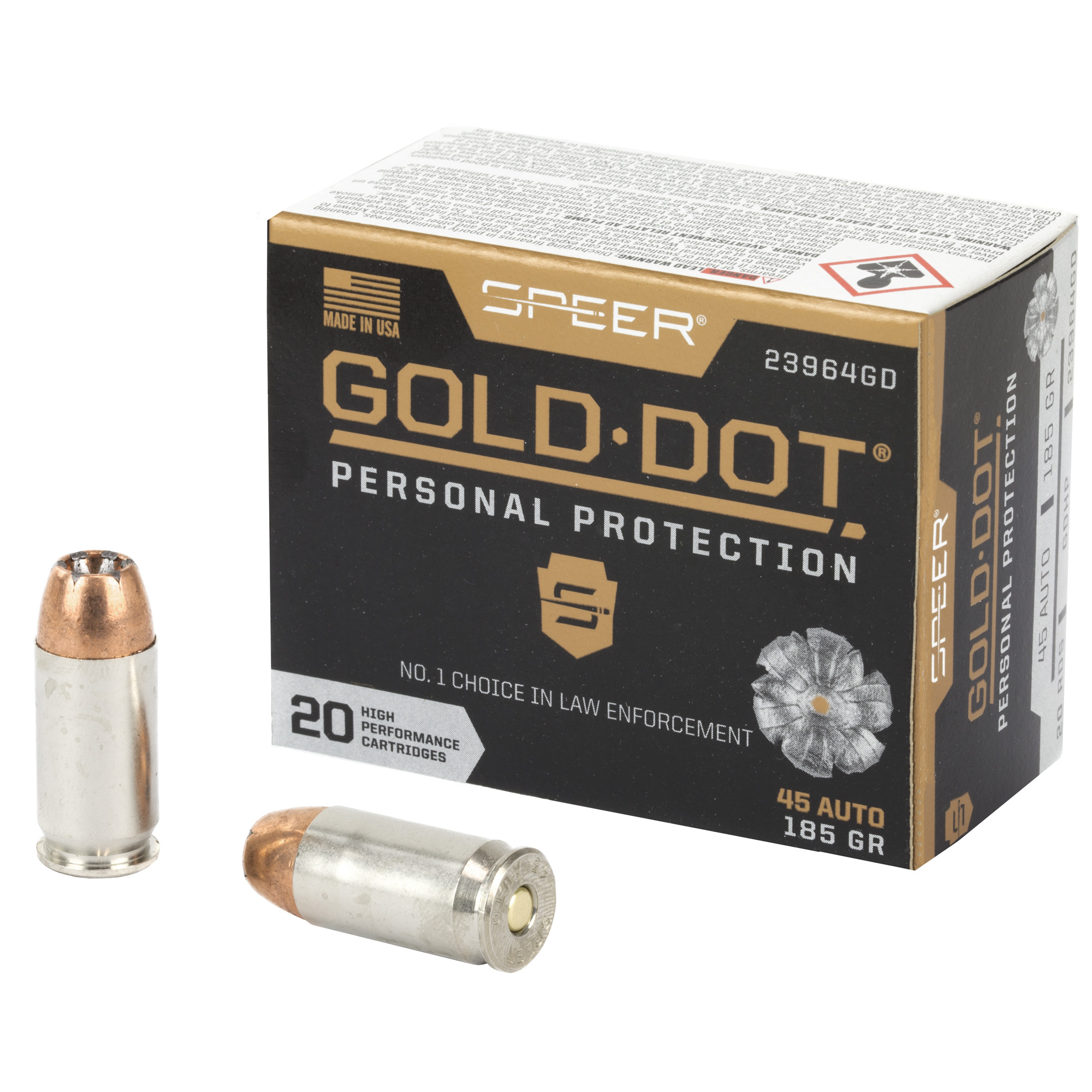 Speer Gold Dot 45 ACP 185gr Hollow Point – 20rd