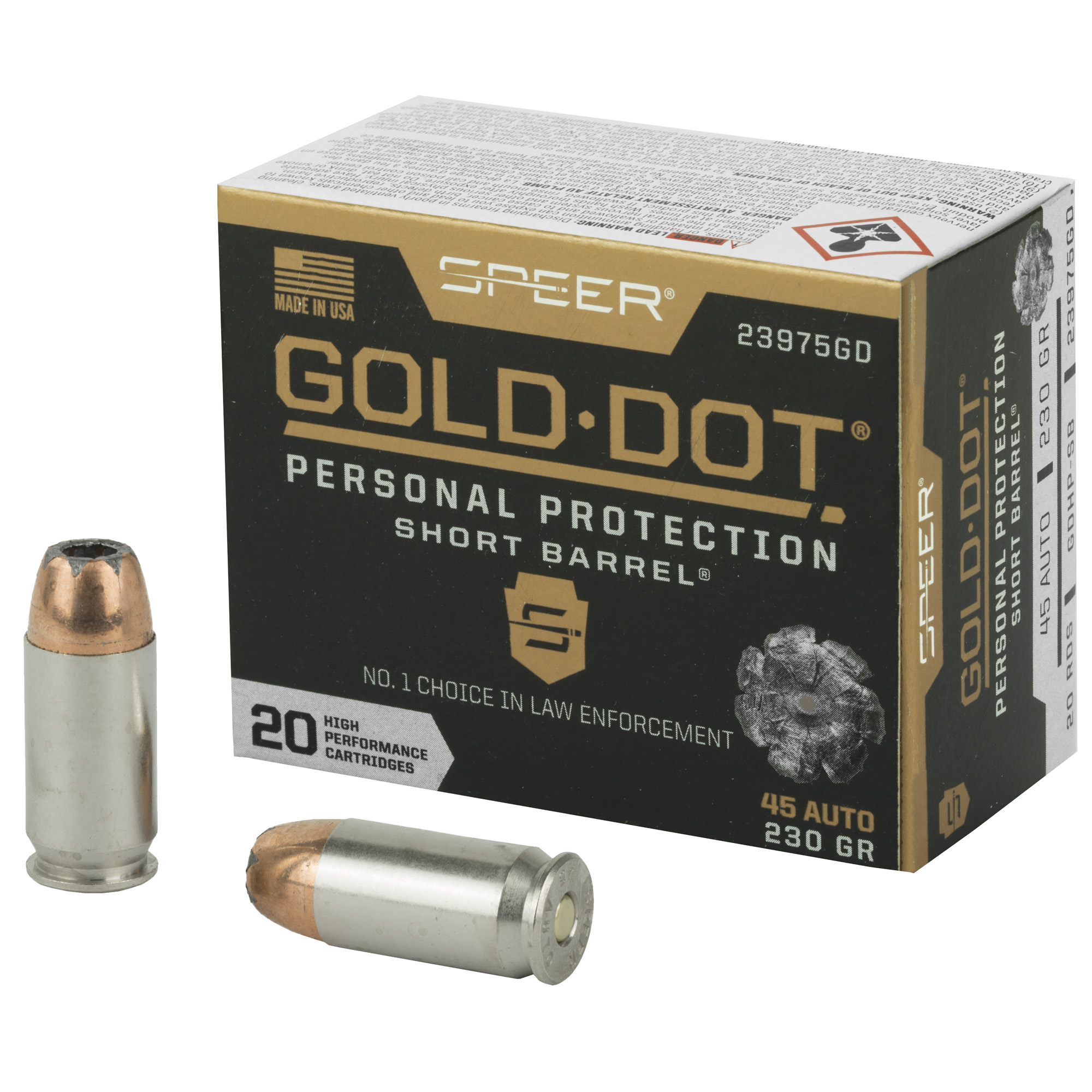 Speer Gold Dot 45 ACP Short Barrel 230gr Hollow Point – 20rd