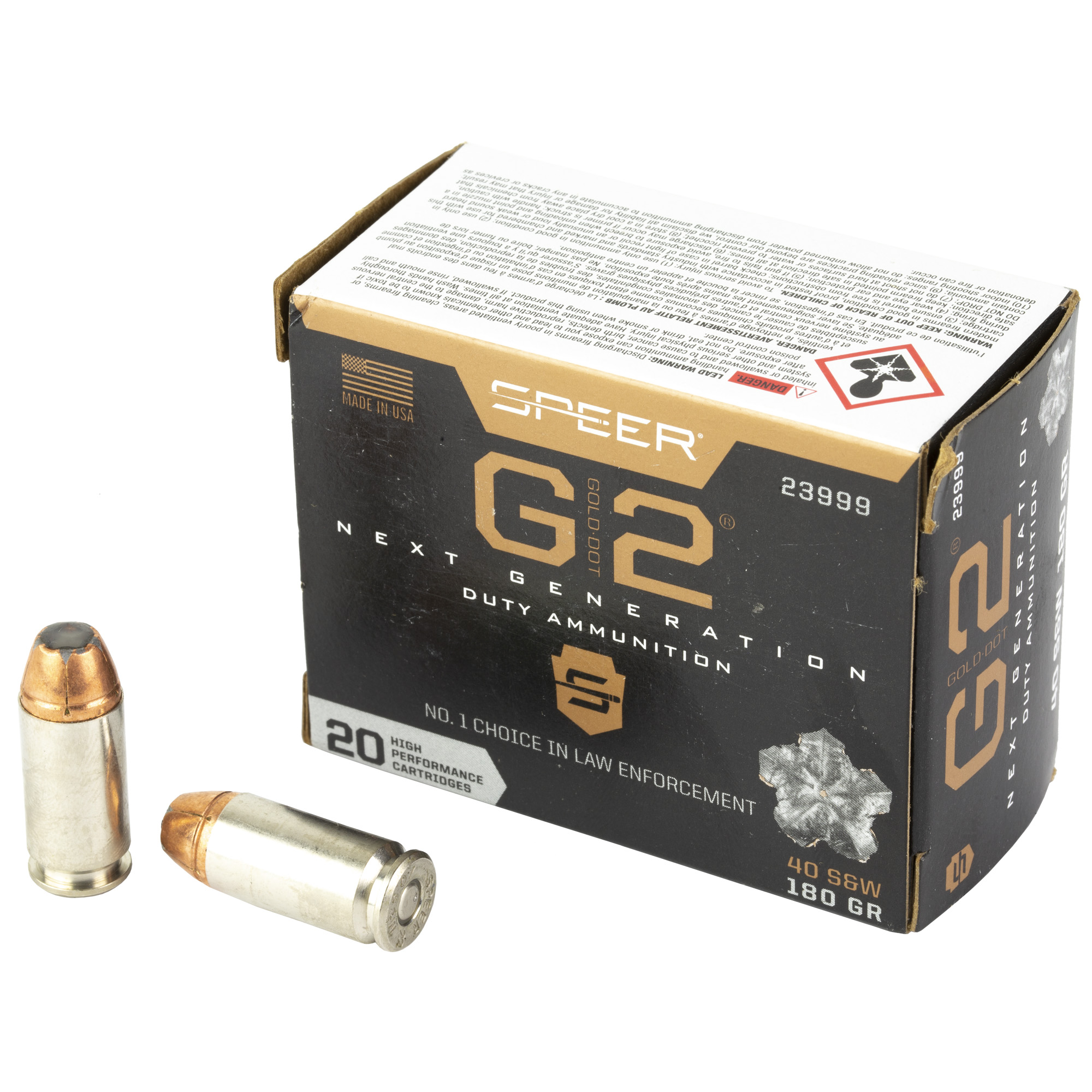 Speer Gold Dot G2 40 S&W 180gr Hollow Point – 20rd