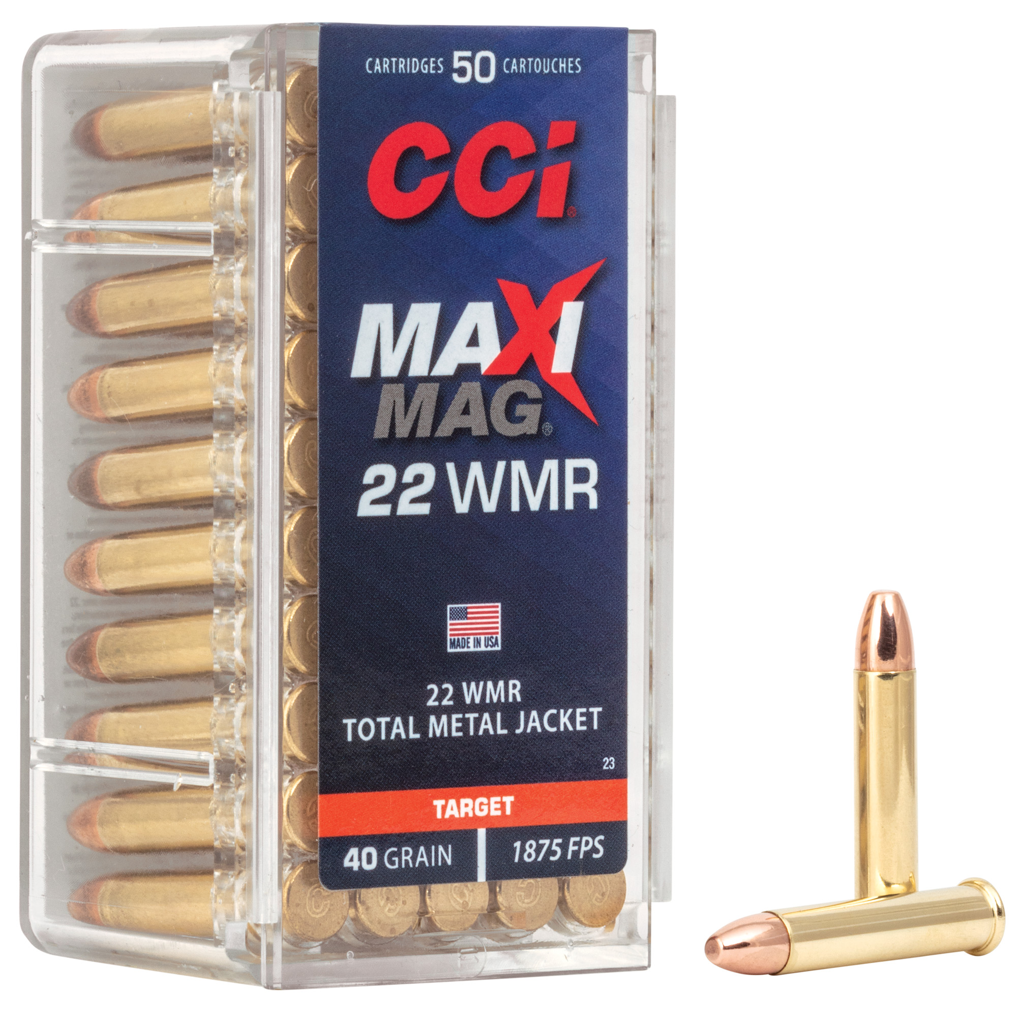 CCI Ammunition Maxi-Mag 22 WMR 40gr Total Metal Jacket – 50rd