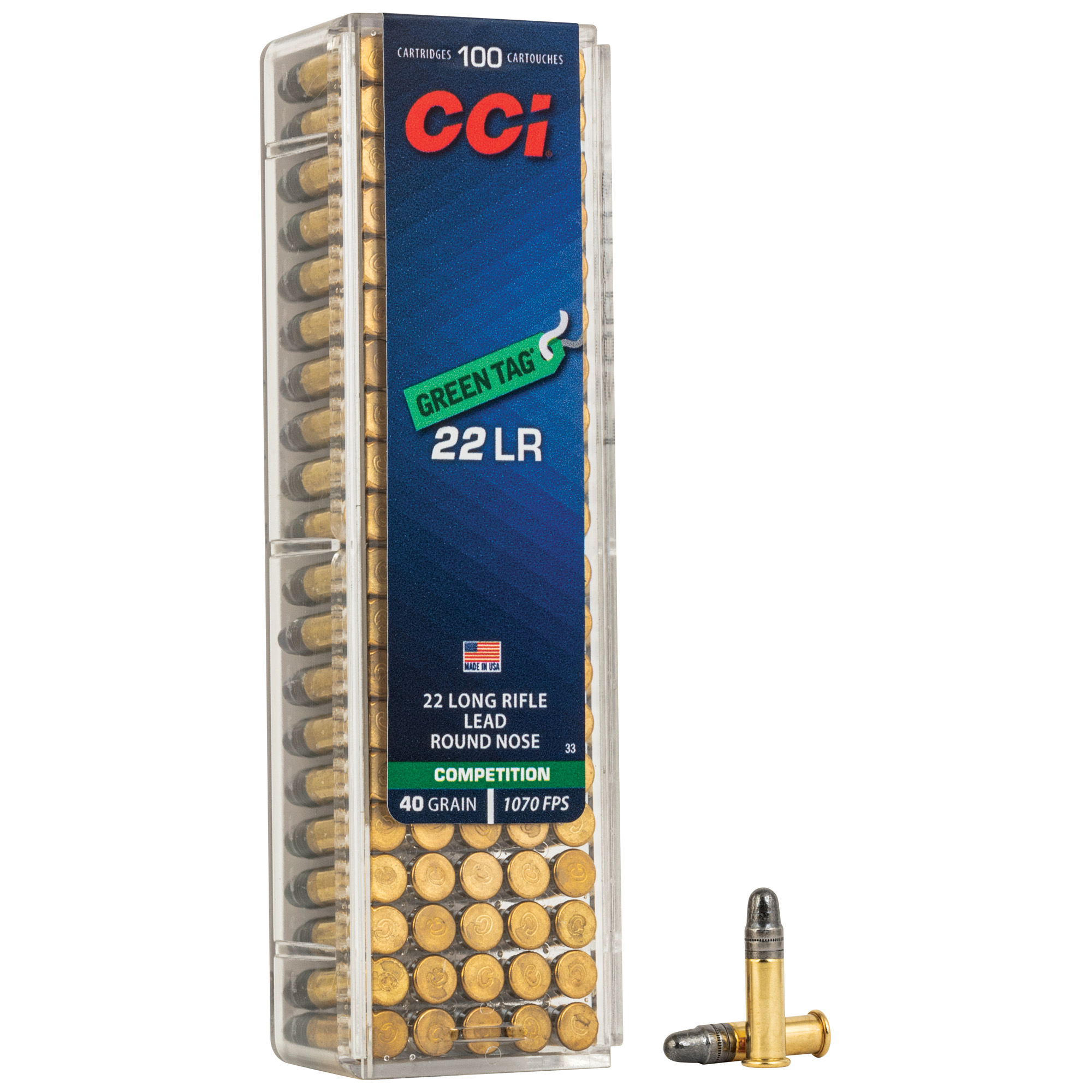 CCI Ammunition Competition Green Tag 22 LR 40gr Lead Round Nose – 100rd