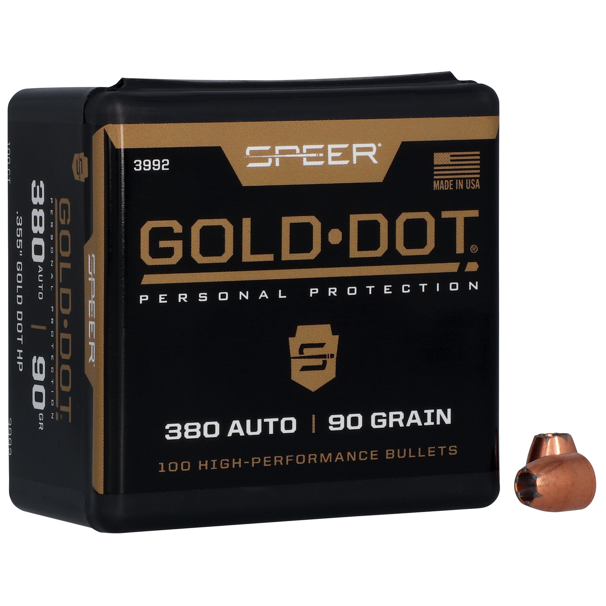 Speer Gold Dot 9mm .355 90gr Hollow Point – 100