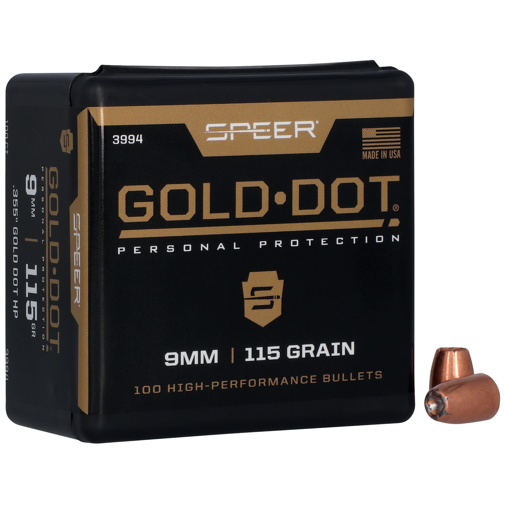 Speer Gold Dot 9mm .355 115gr Hollow Point – 100