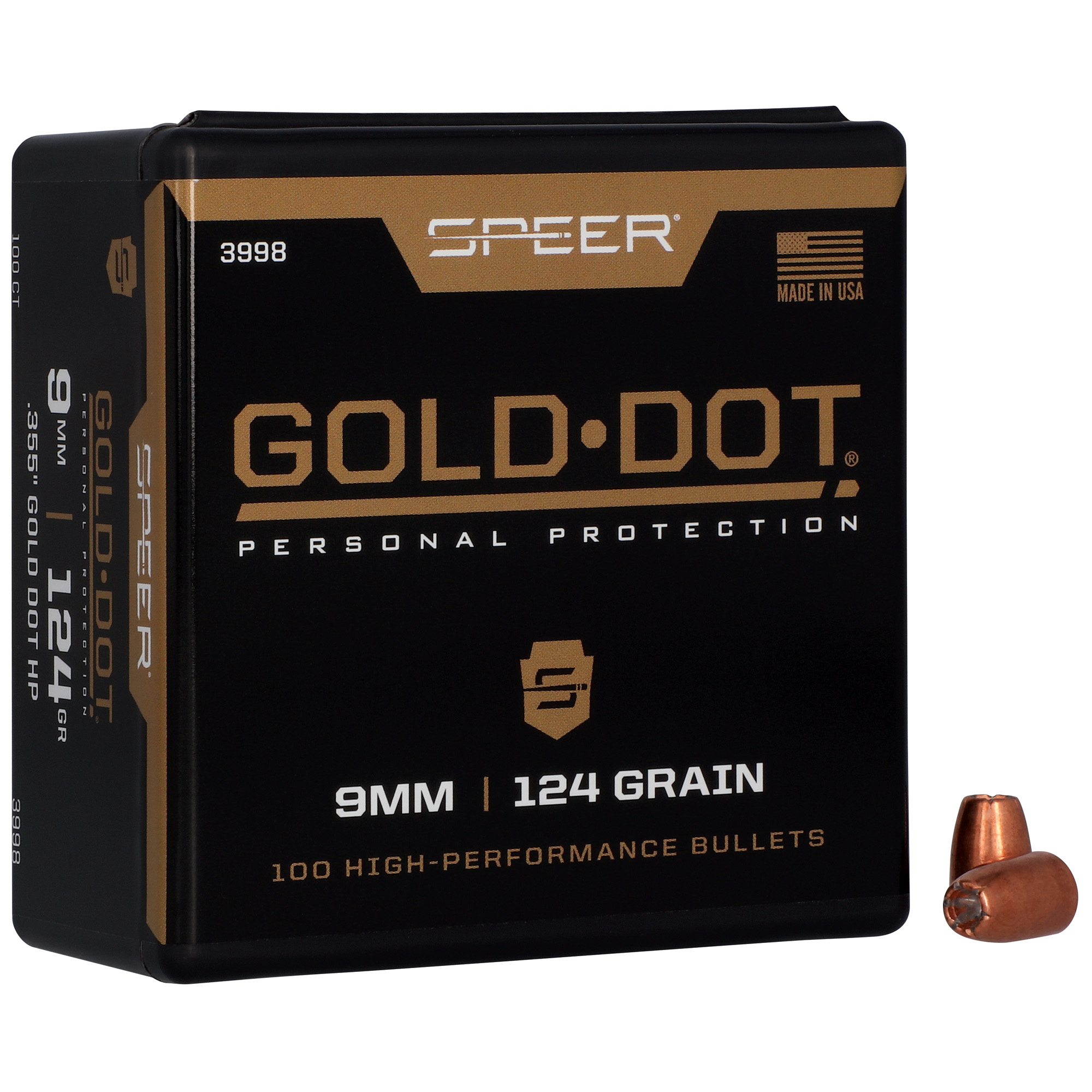 Speer Gold Dot 9mm .355 124gr Hollow Point – 100