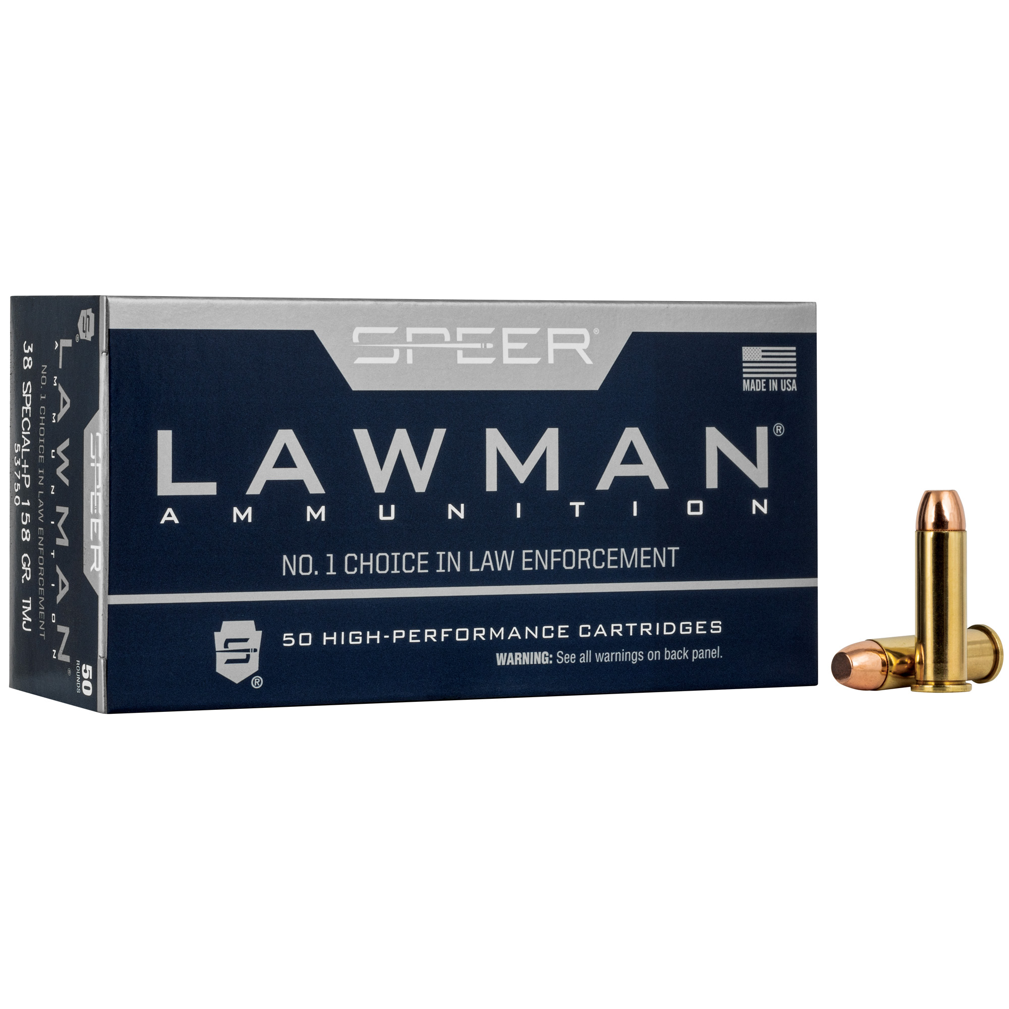 Speer Lawman 38 Special +P 158gr Total Metal Jacket – 50rd