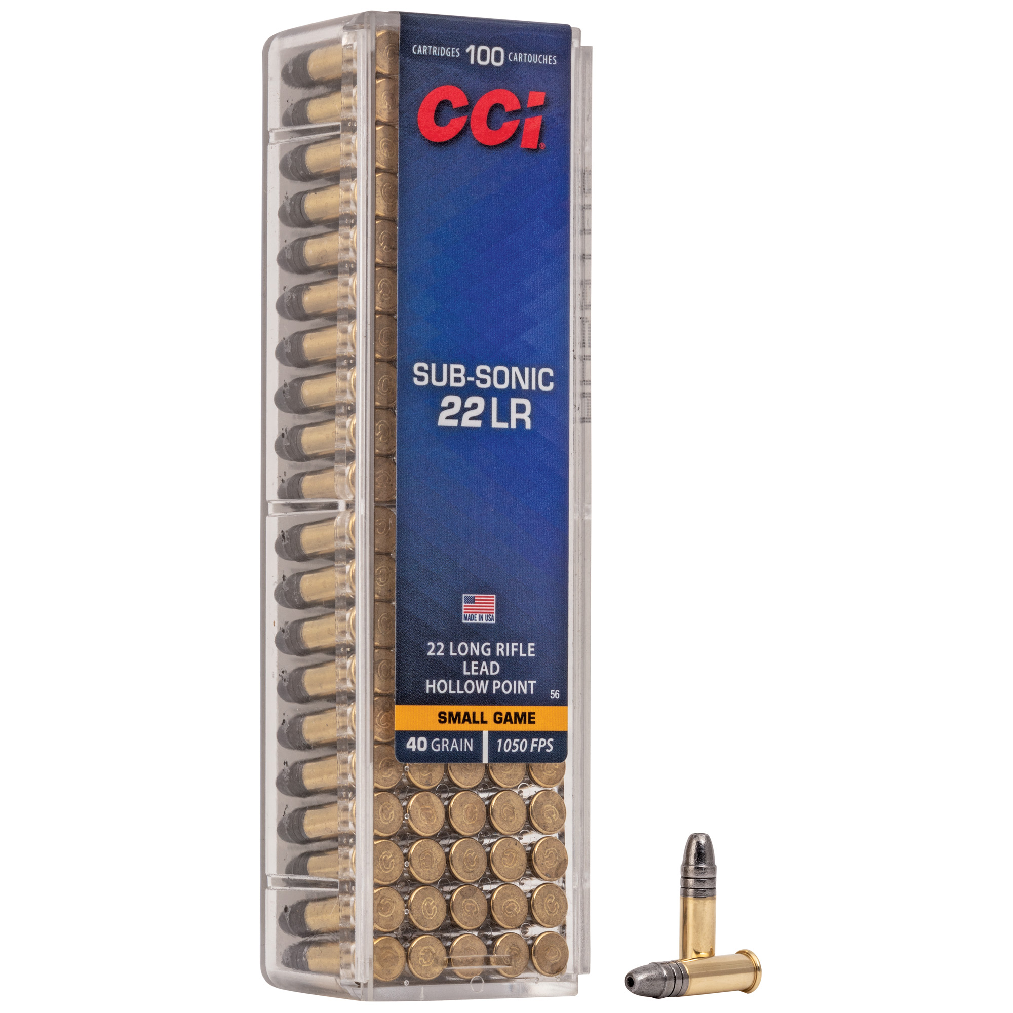 CCI Ammunition Subsonic 22 LR 40gr Hollow Point – 100rd