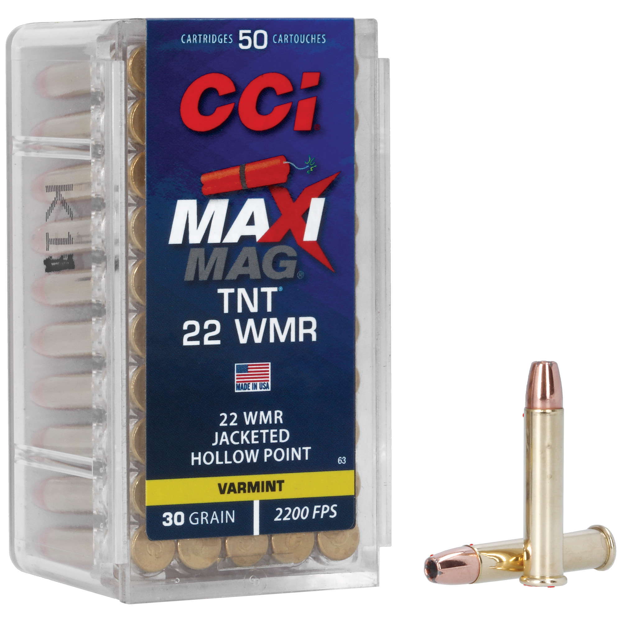 CCI Ammunition TNT 22 WMR 30gr Jacketed Hollow Point – 50rd