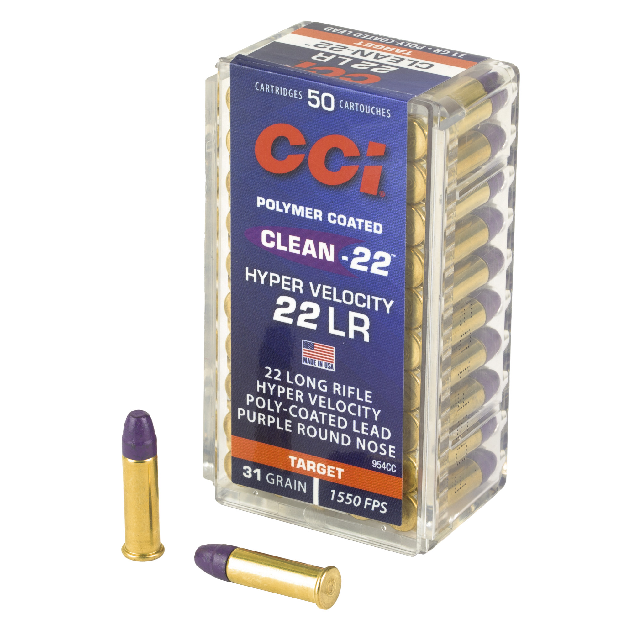 CCI Ammunition Clean-22 HYPER VELOCITY 22 LR 31gr Lead Round Nose – 50rd