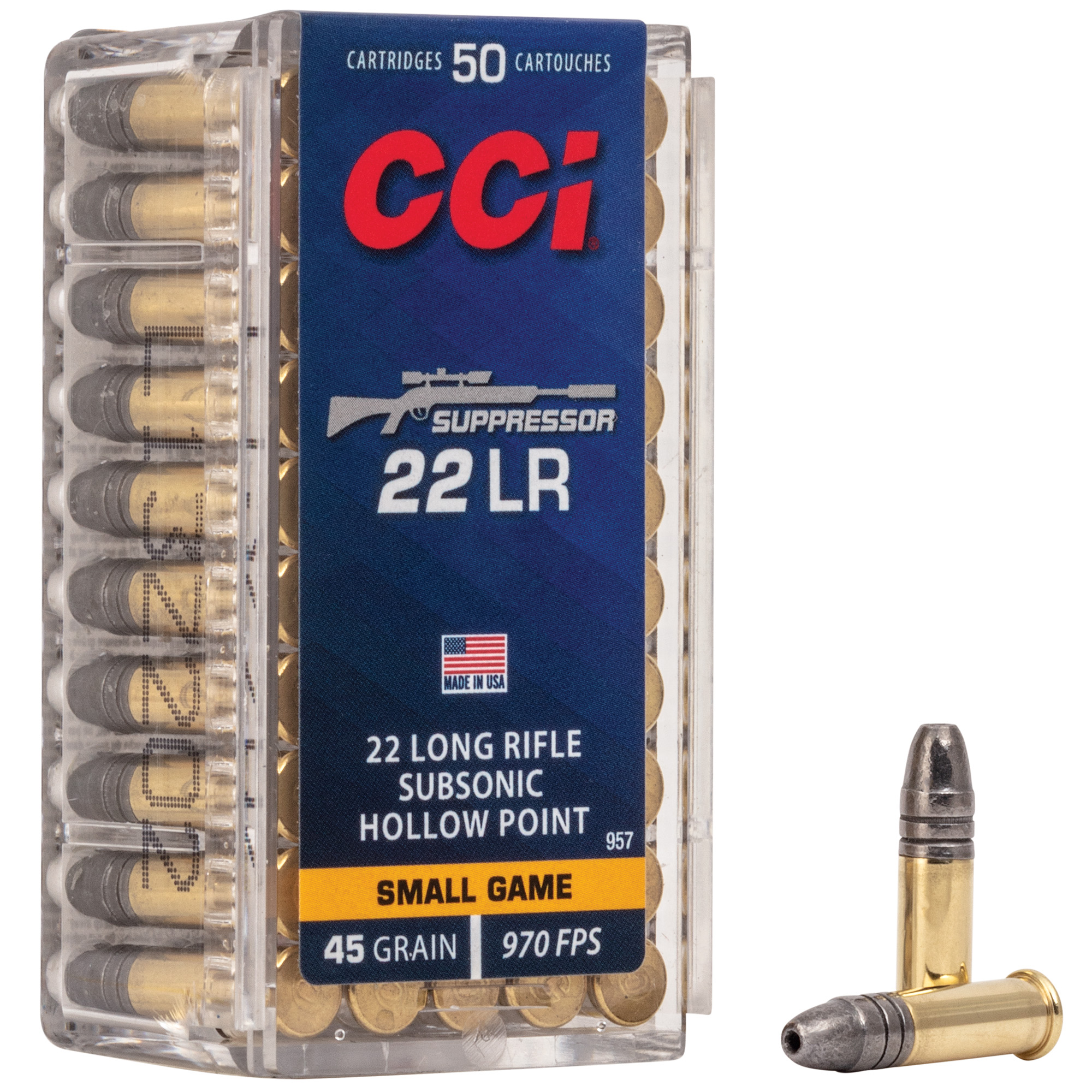 CCI Ammunition Suppressor 22 LR 45gr Hollow Point – 50rd