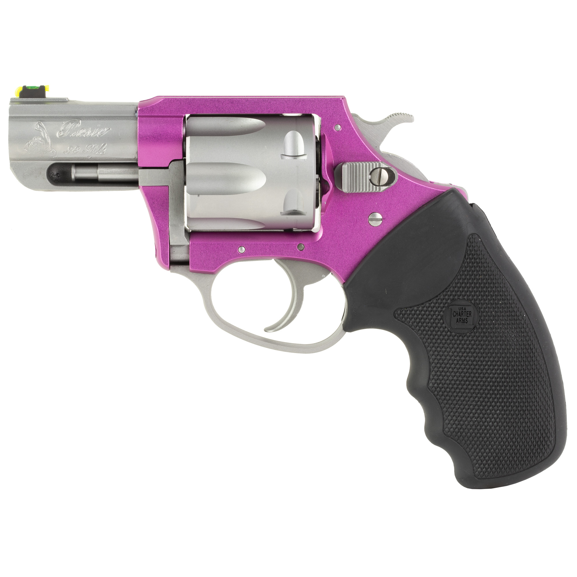 Charter Arms Rosie Double Action 2.2″ 38 Special 6rd Fiber Optic Front Sight – Pink, Silver