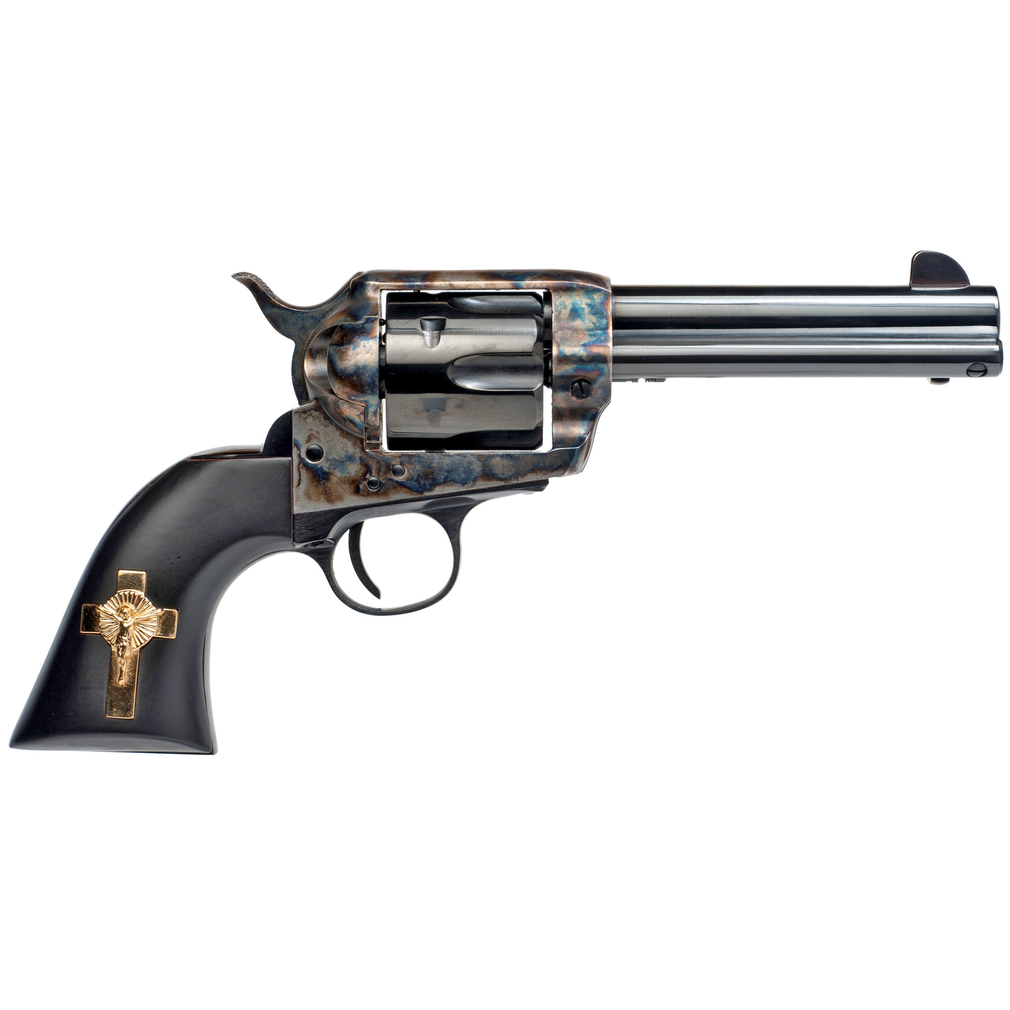 Cimarron Holy Smoker Single Action 4.75″ 45 Long Colt 6rd Fixed Sights – Color Case Hardened