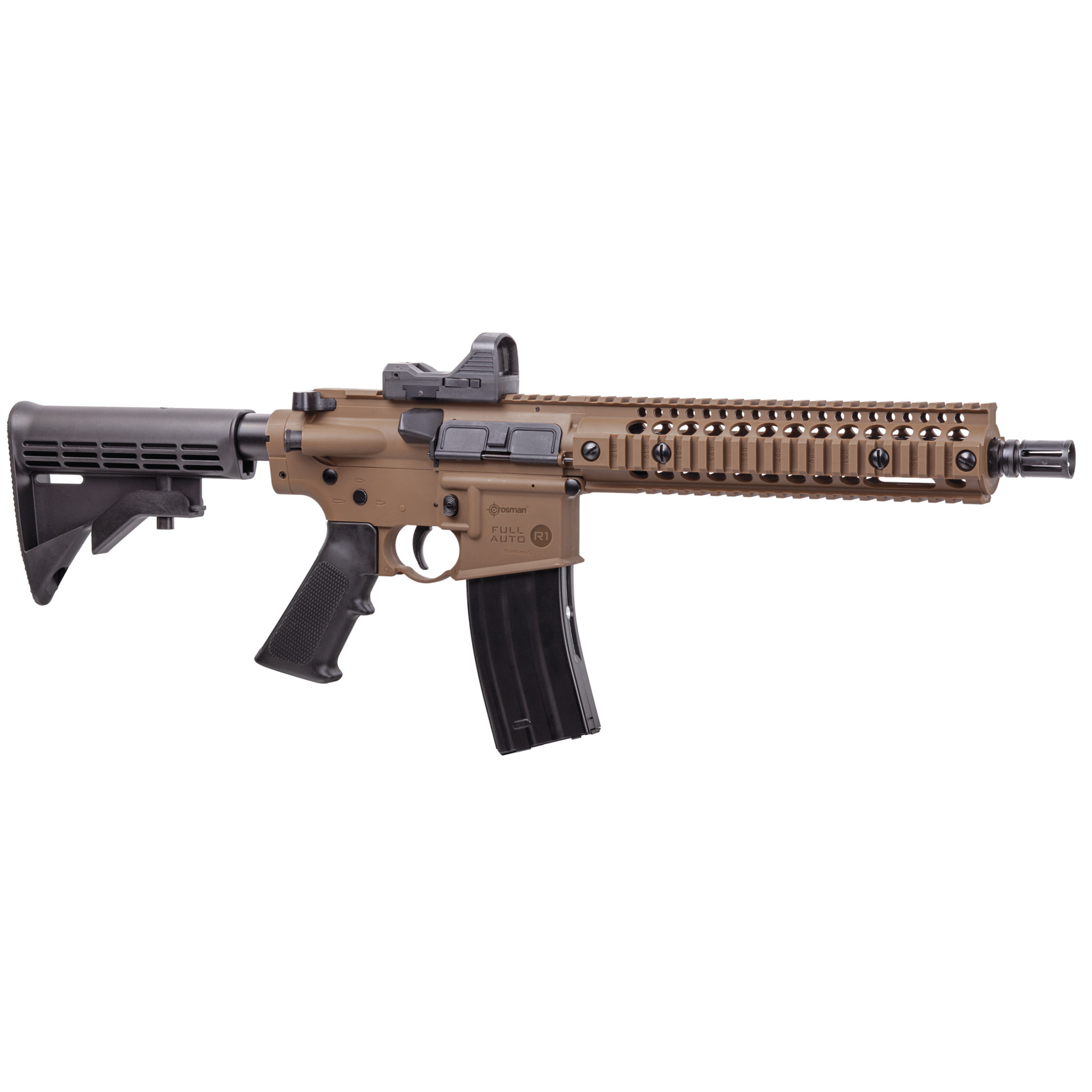 Crosman Full Auto R1 BB 10.5″ CO2 Rifle 25rd 430FPS – Flat Dark Earth