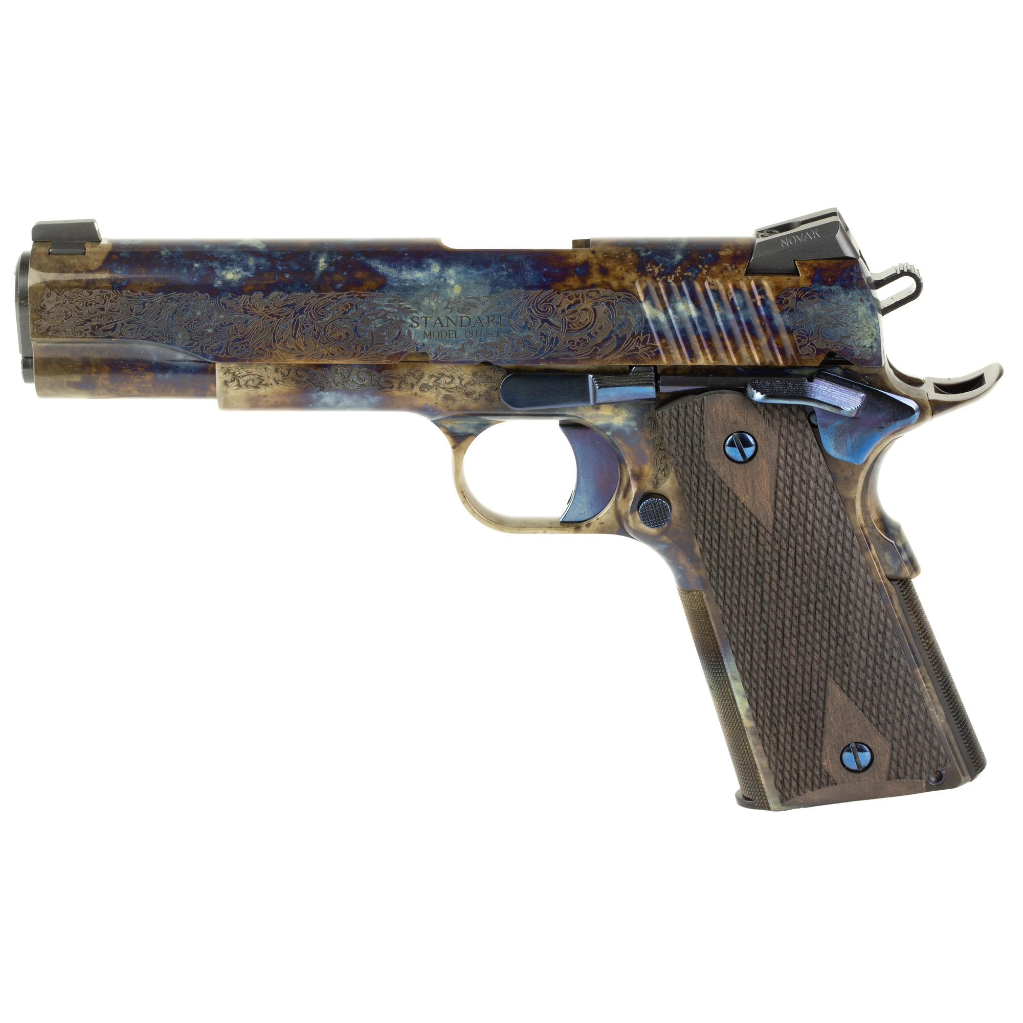 Standard Manufacturing 1911 Case Colored Engraved 5″ 45 ACP 7rd Fixed Sights – Color Case Hardened