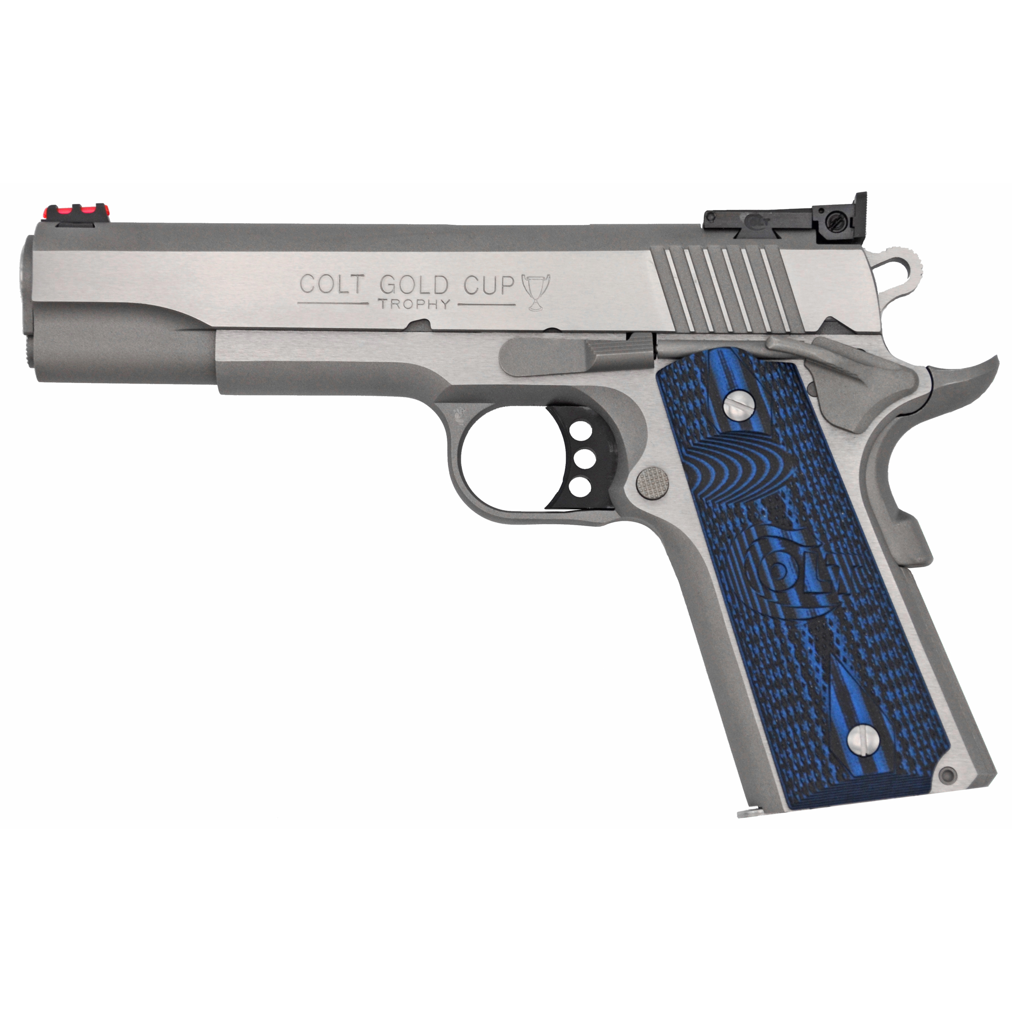 Colt Gold Cup Lite 1911 5″ 45 ACP 8rd Fiber Front & Adjustable Rear Sights – Silver