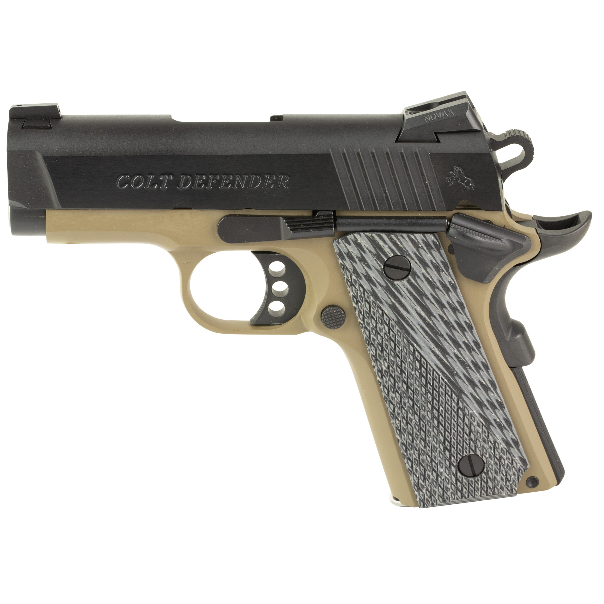 Colt Defender 1911 3″ 45 ACP 7rd Novak Night Sights – Black, Flat Dark Earth