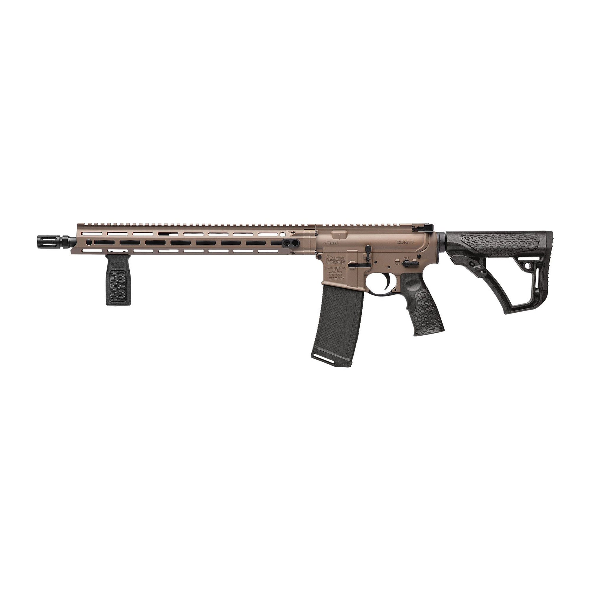 Daniel Defense DDM4V7 AR 16″ 5.56 NATO 32rd – Flat Dark Earth, Black