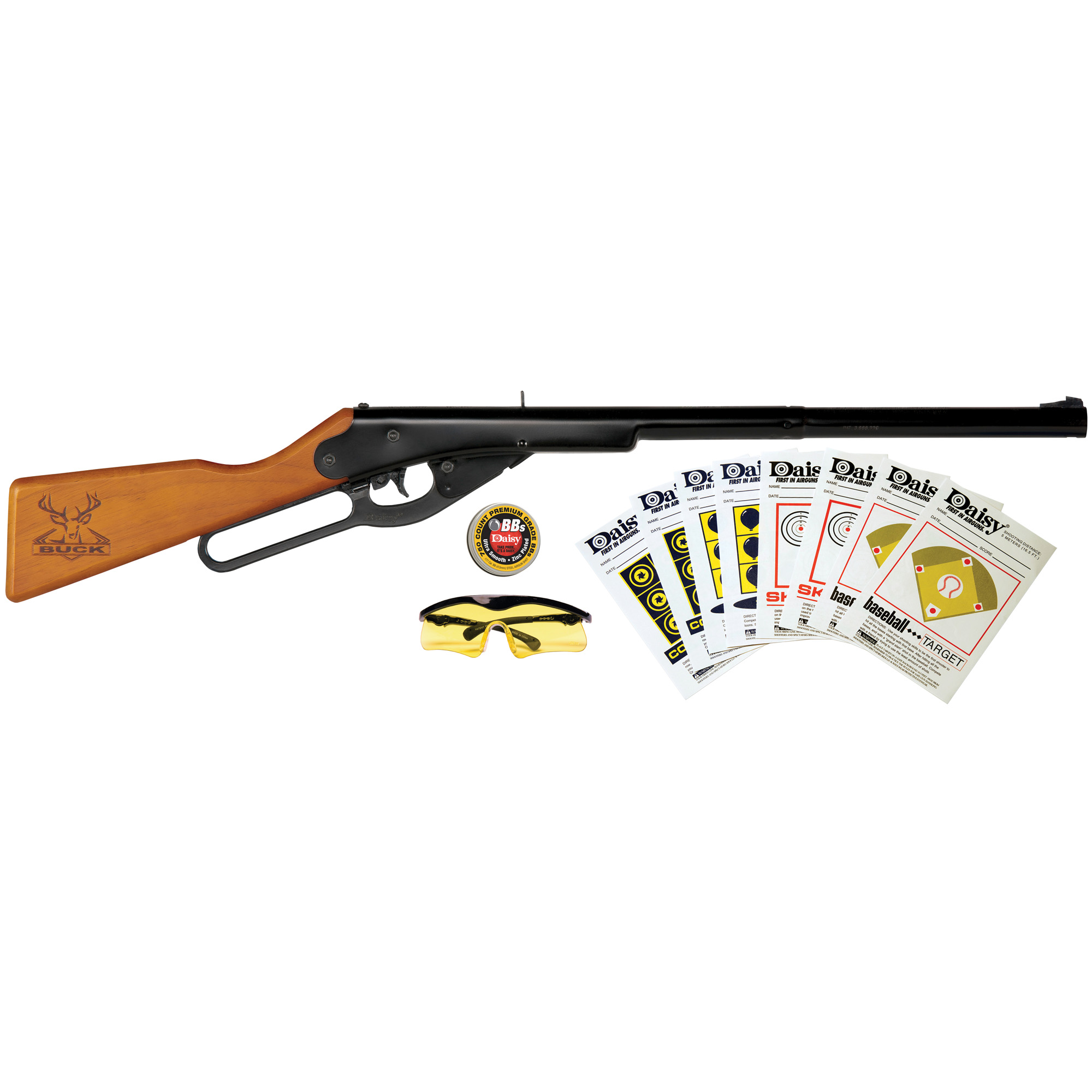 Daisy Buck 105 Kit .177BB 16″ Air Rifle 400 Rounds 350FPS – Black