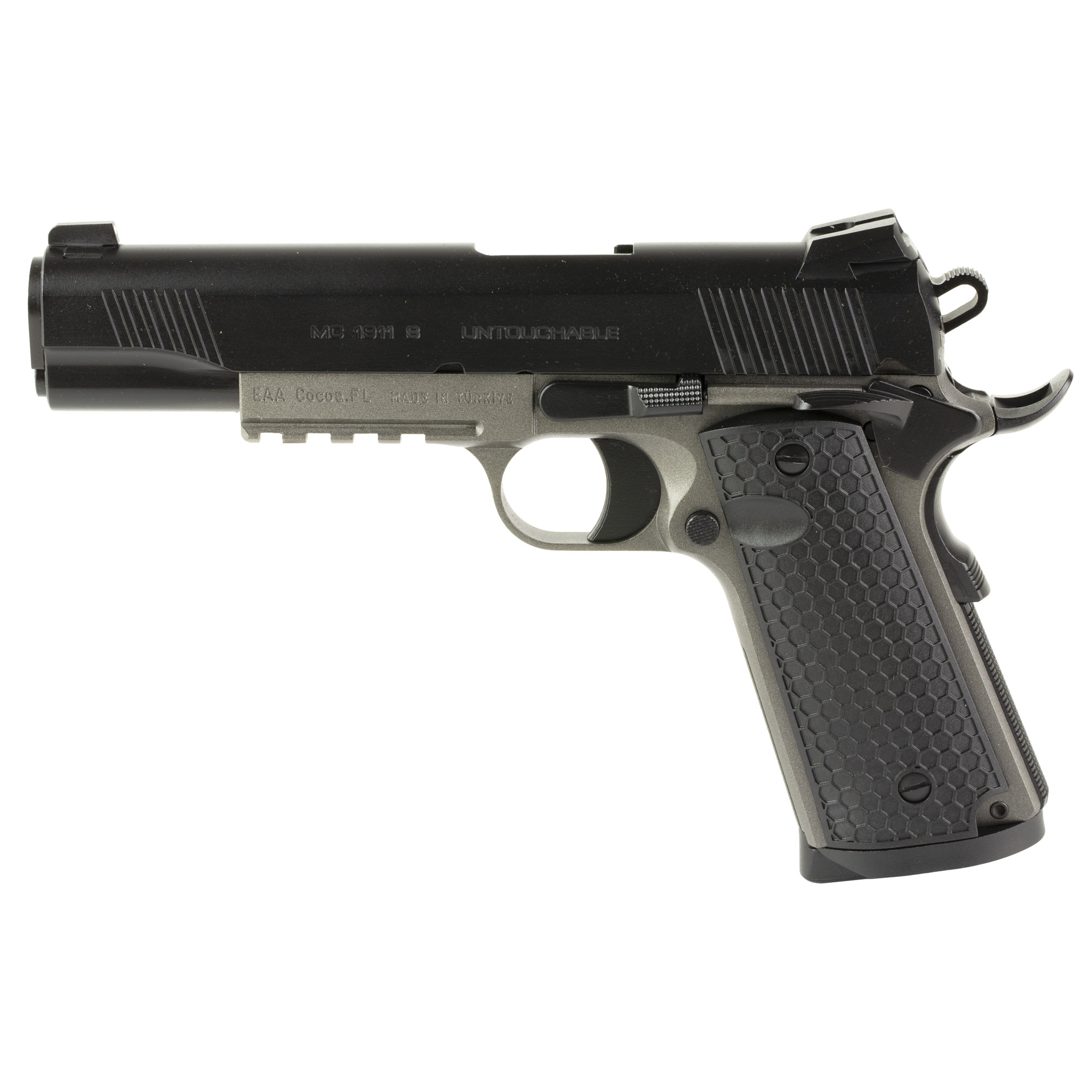 Girsan MC1911S Untouchable 5″ 45 ACP 8rd 3 Dot – Black, Silver