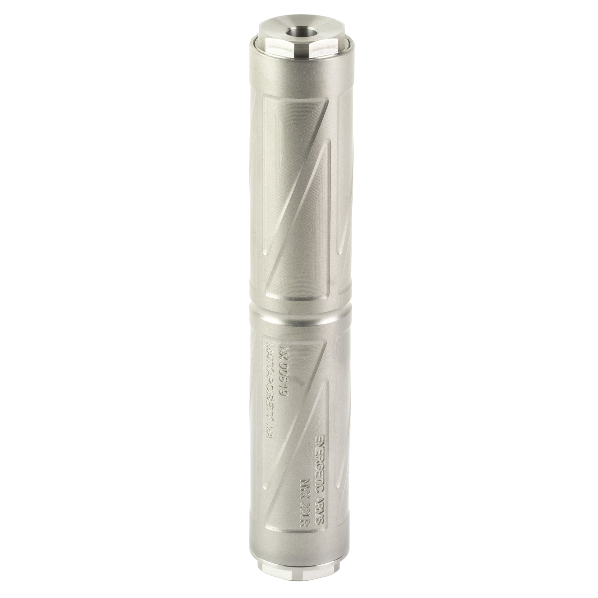 Energetic Armament NYX Silencer Suppressor 22LR, 17HMR, 22MAG, 5.7 Titanium – Silver