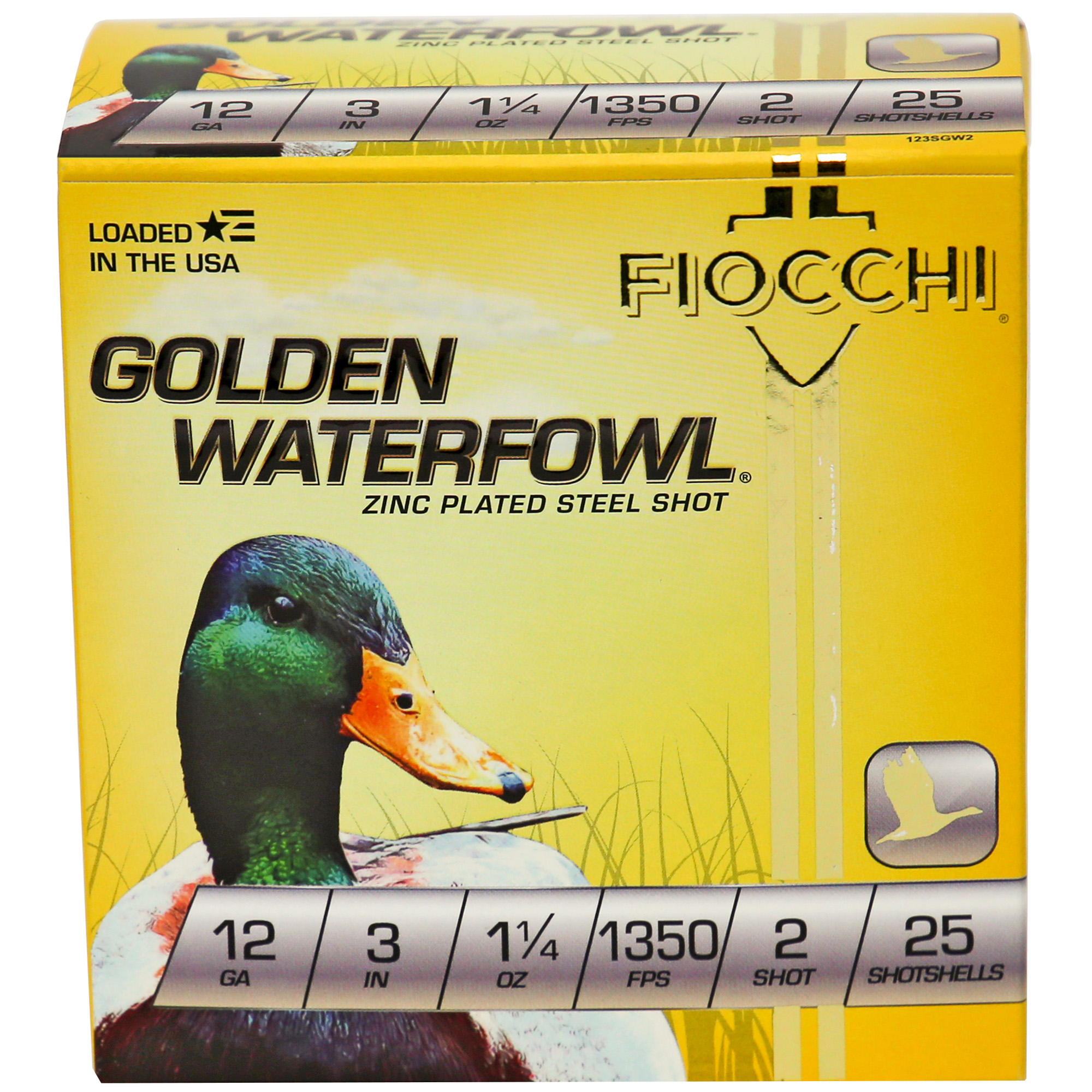 Fiocchi Golden Waterfowl 12 Gauge 3″ #2 Steel Shot – 25rd