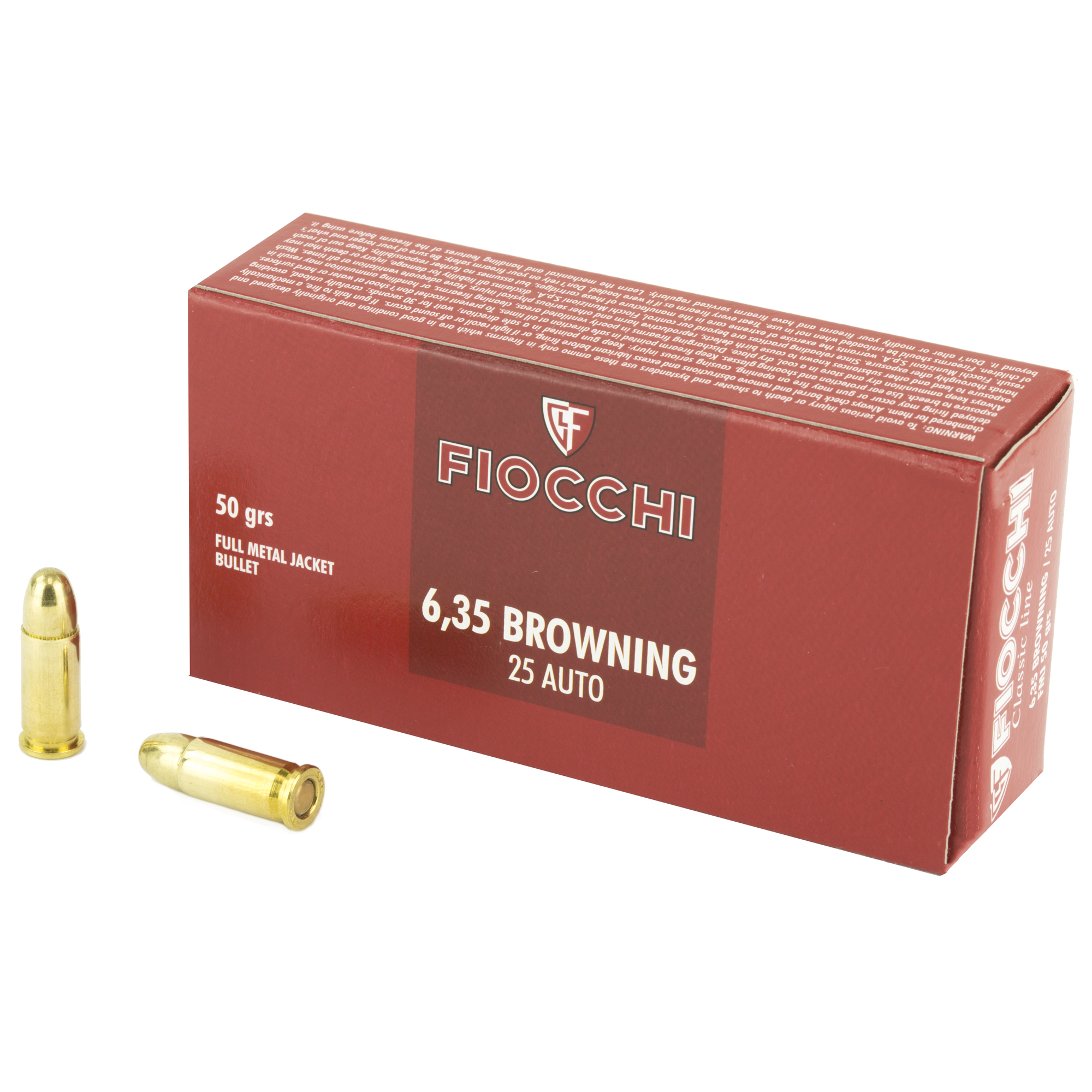 Fiocchi Centerfire Pistol 25 ACP 50gr Full Metal Jacket – 50rd