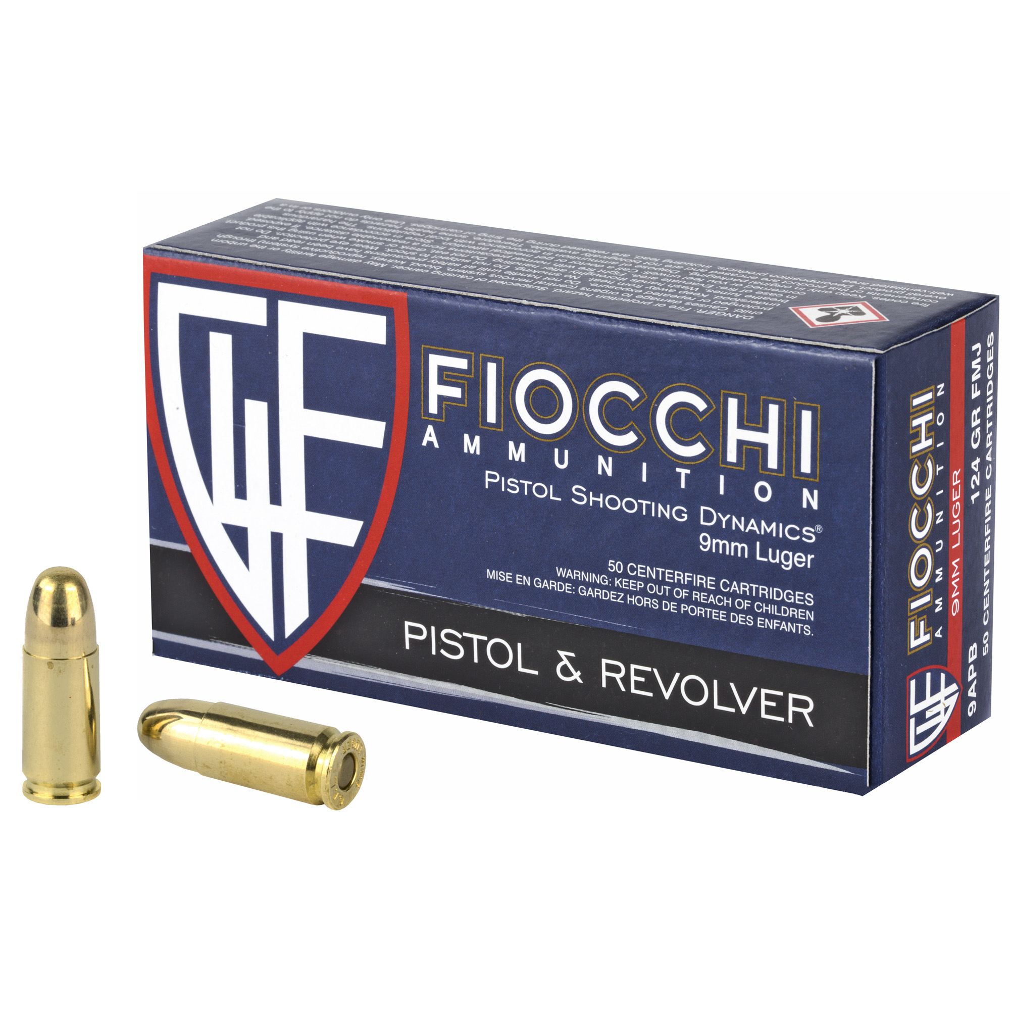 Fiocchi Centerfire Pistol 9mm 124gr Full Metal Jacket – 50rd