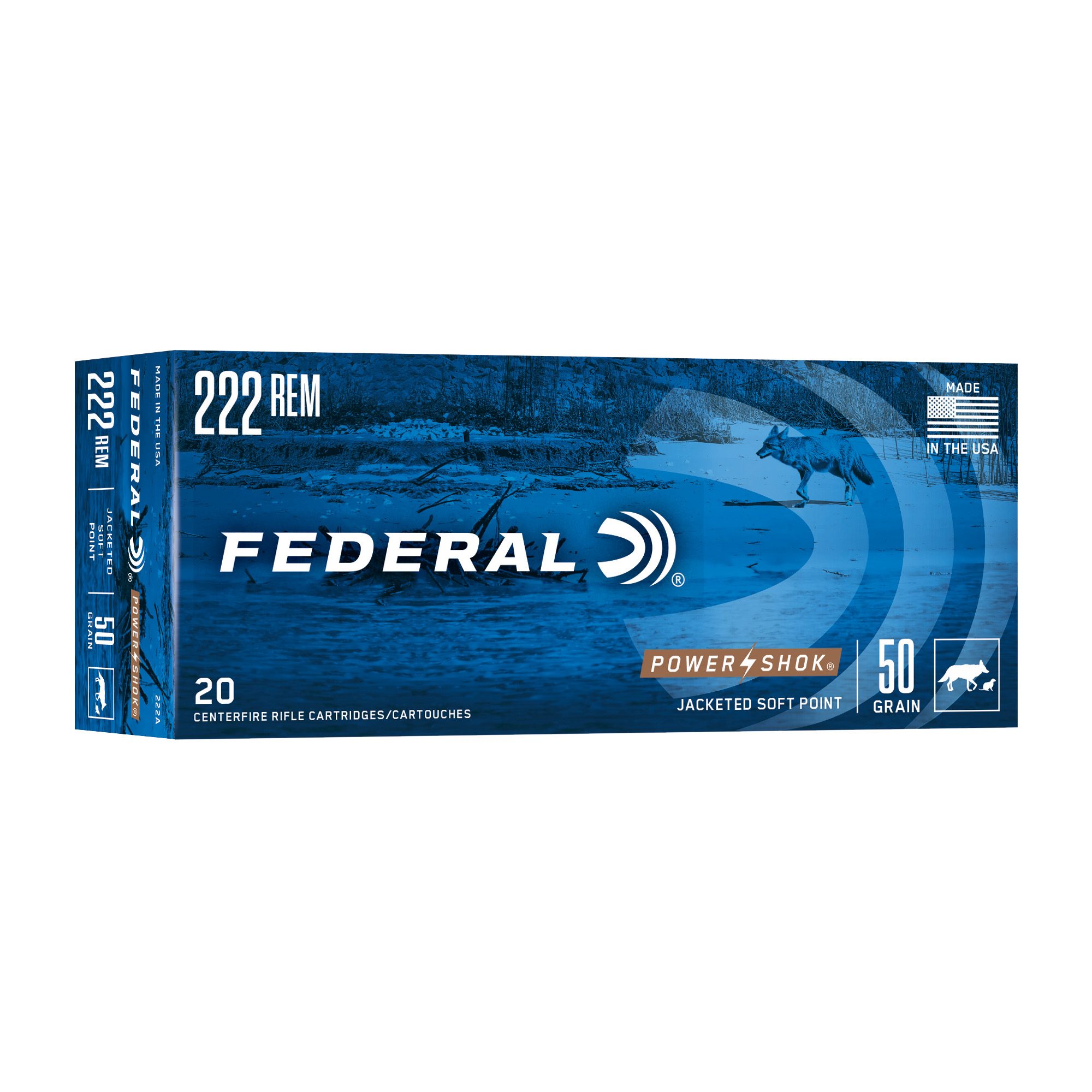 Federal PowerShok 222 Remington 50gr Soft Point – 20rd