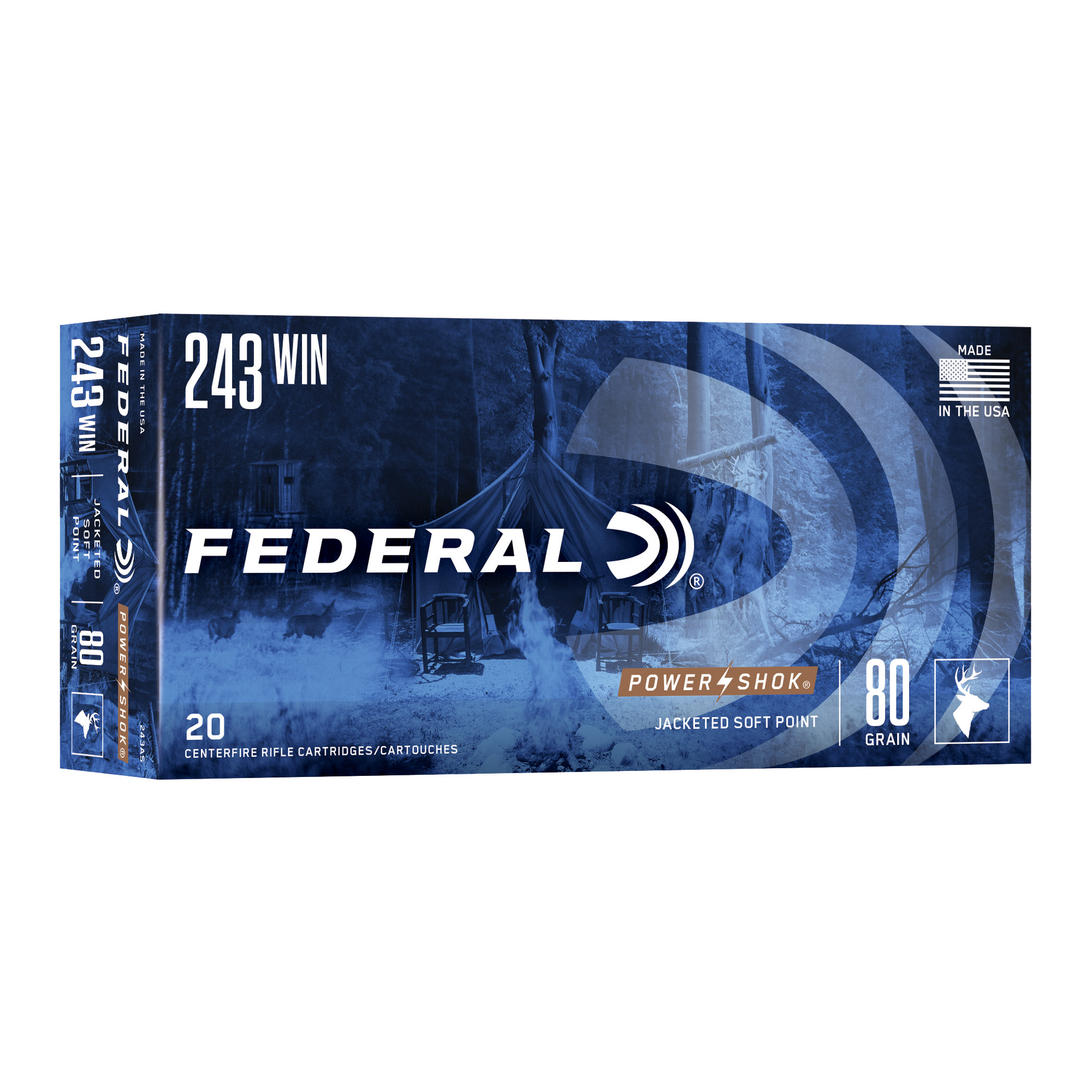 Federal PowerShok 243 Winchester 80gr Soft Point – 20rd