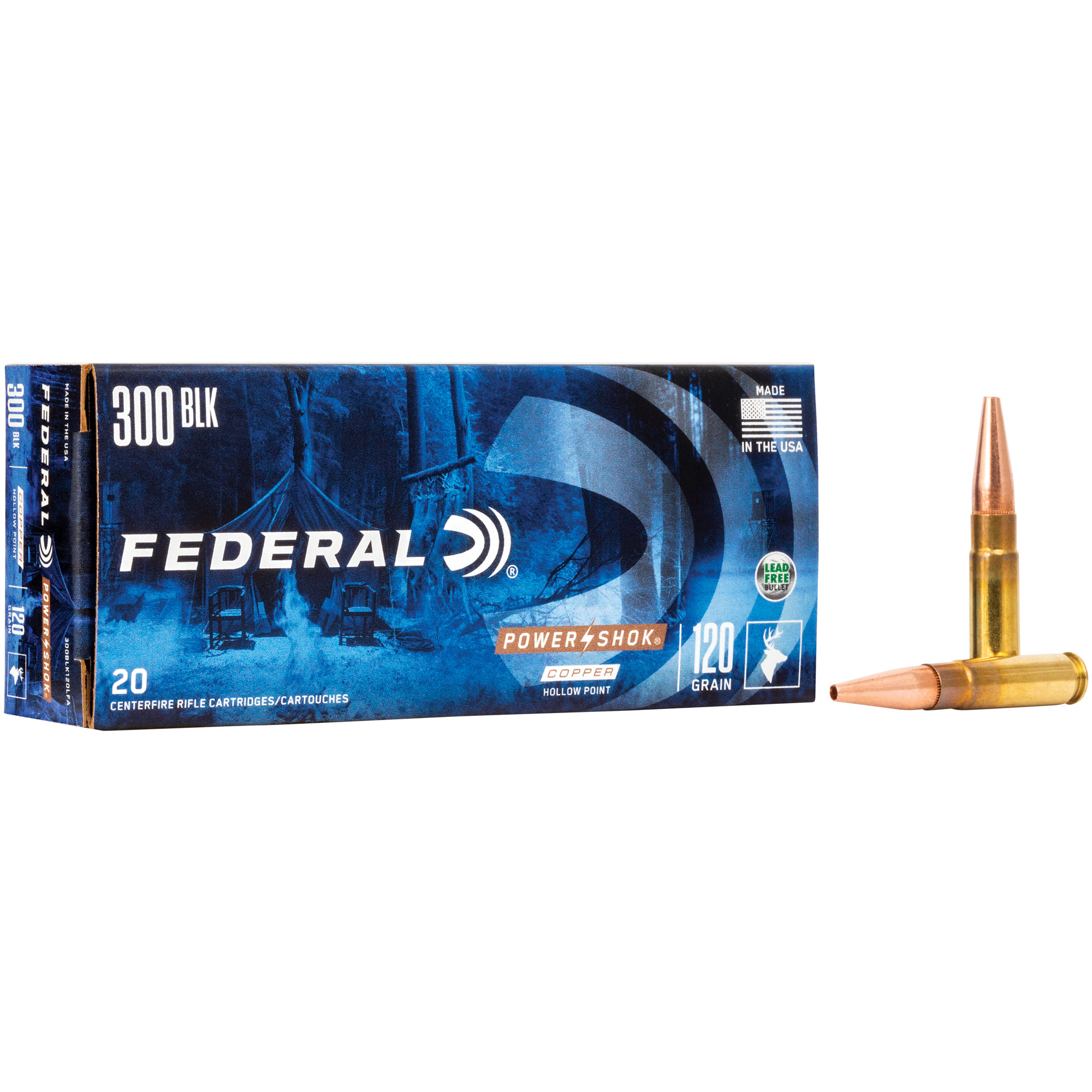 Federal PowerShok 300 Blackout California Certified Nonlead Ammunition 120gr Soft Point – 20rd