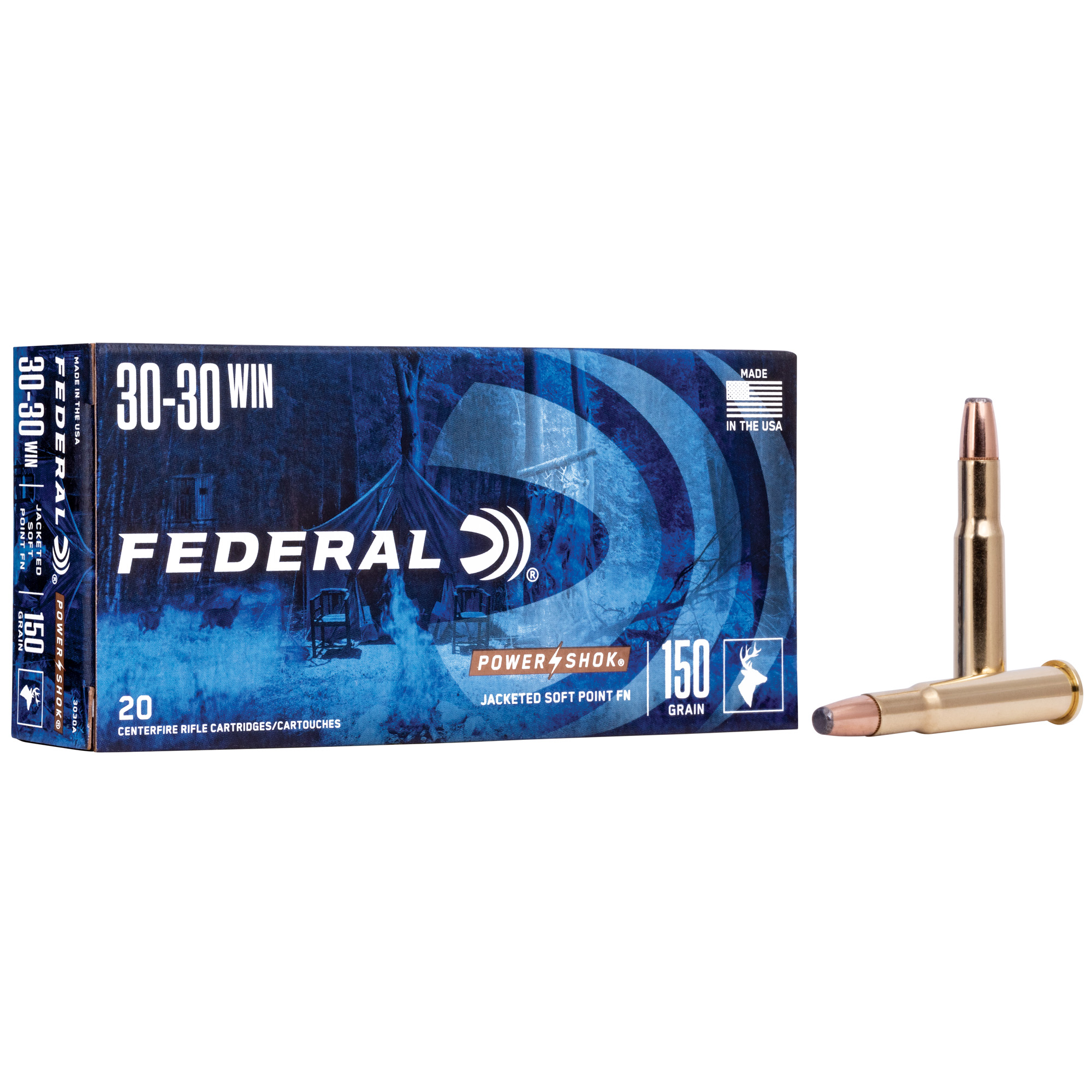 Federal PowerShok 30-30 Winchester 150gr Soft Point Flat Nose – 20rd