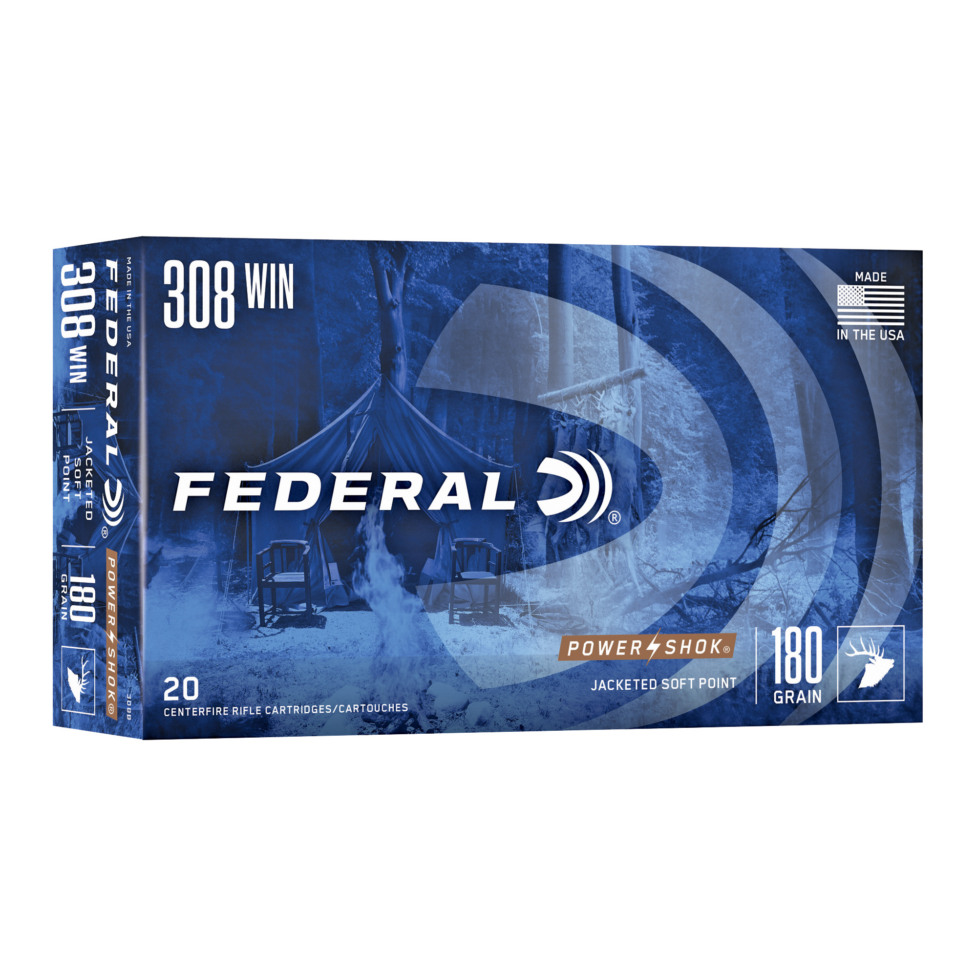 Federal PowerShok 308 Winchester 180gr Soft Point – 20rd