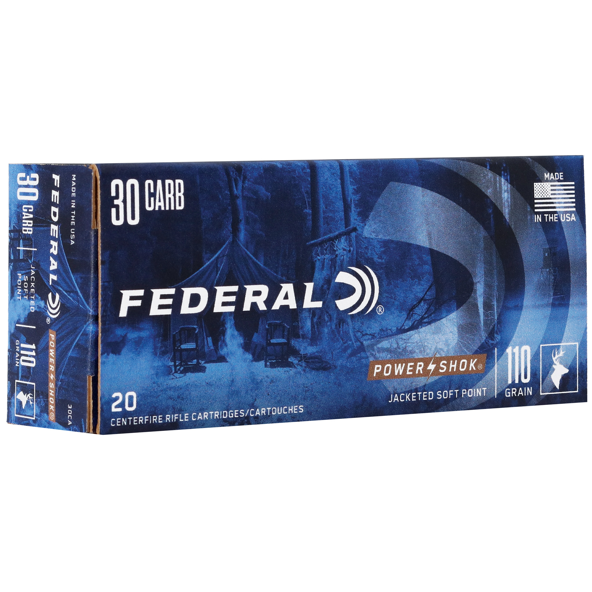 Federal PowerShok 30 Carbine 110gr Soft Point Round Nose – 20rd