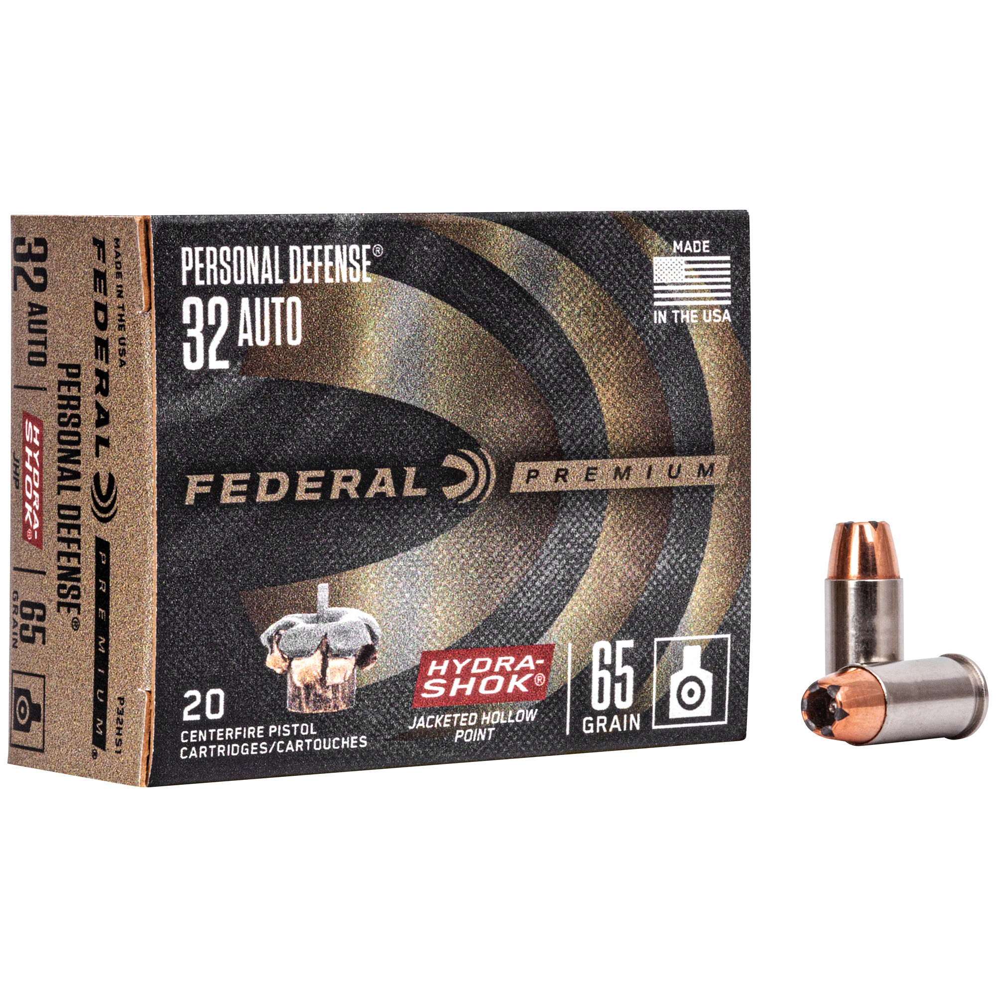 Federal Hydra-Shok 32 ACP 65gr Jacketed Hollow Point – 20rd