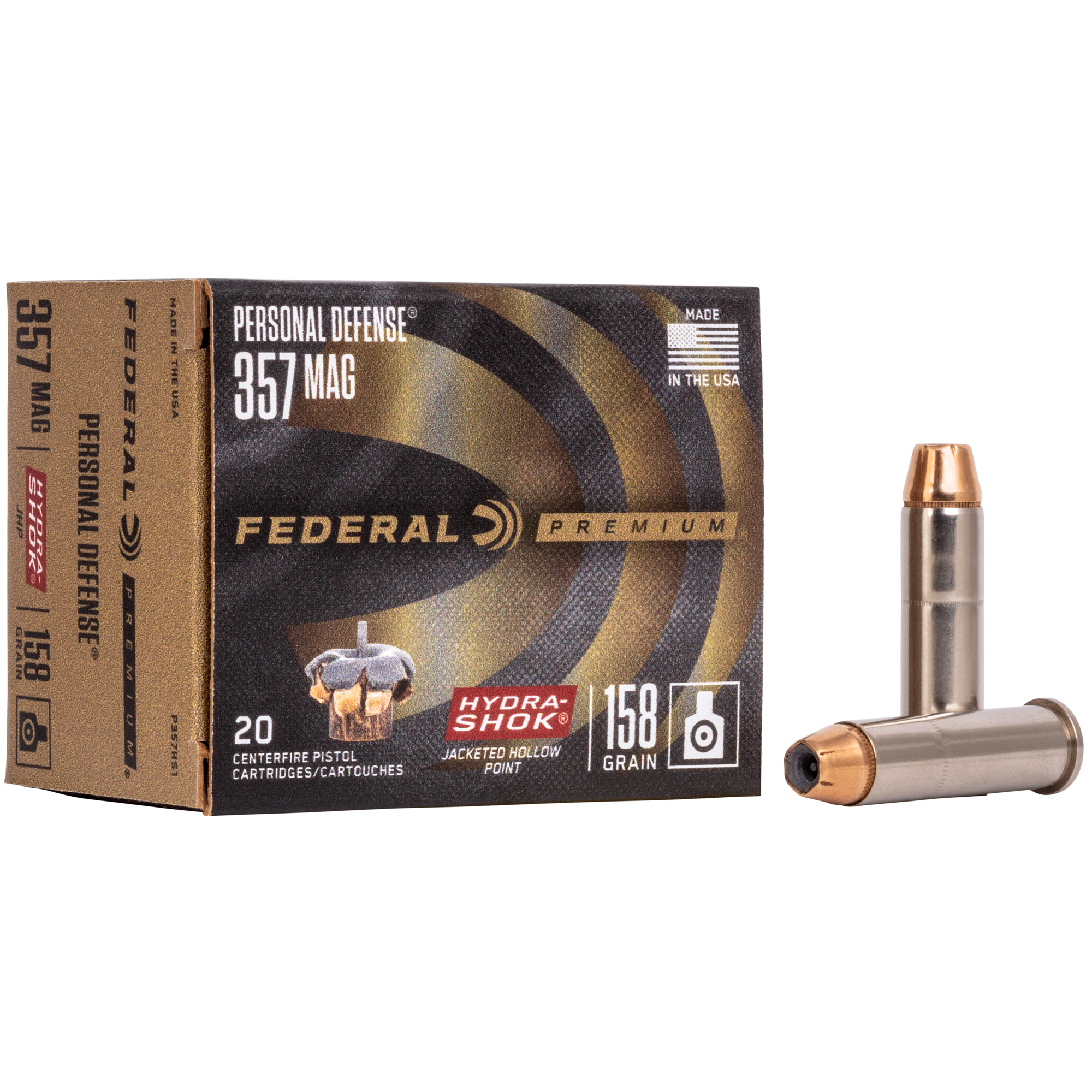 Federal Hydra-Shok 357 Magnum 158gr Jacketed Hollow Point – 20rd